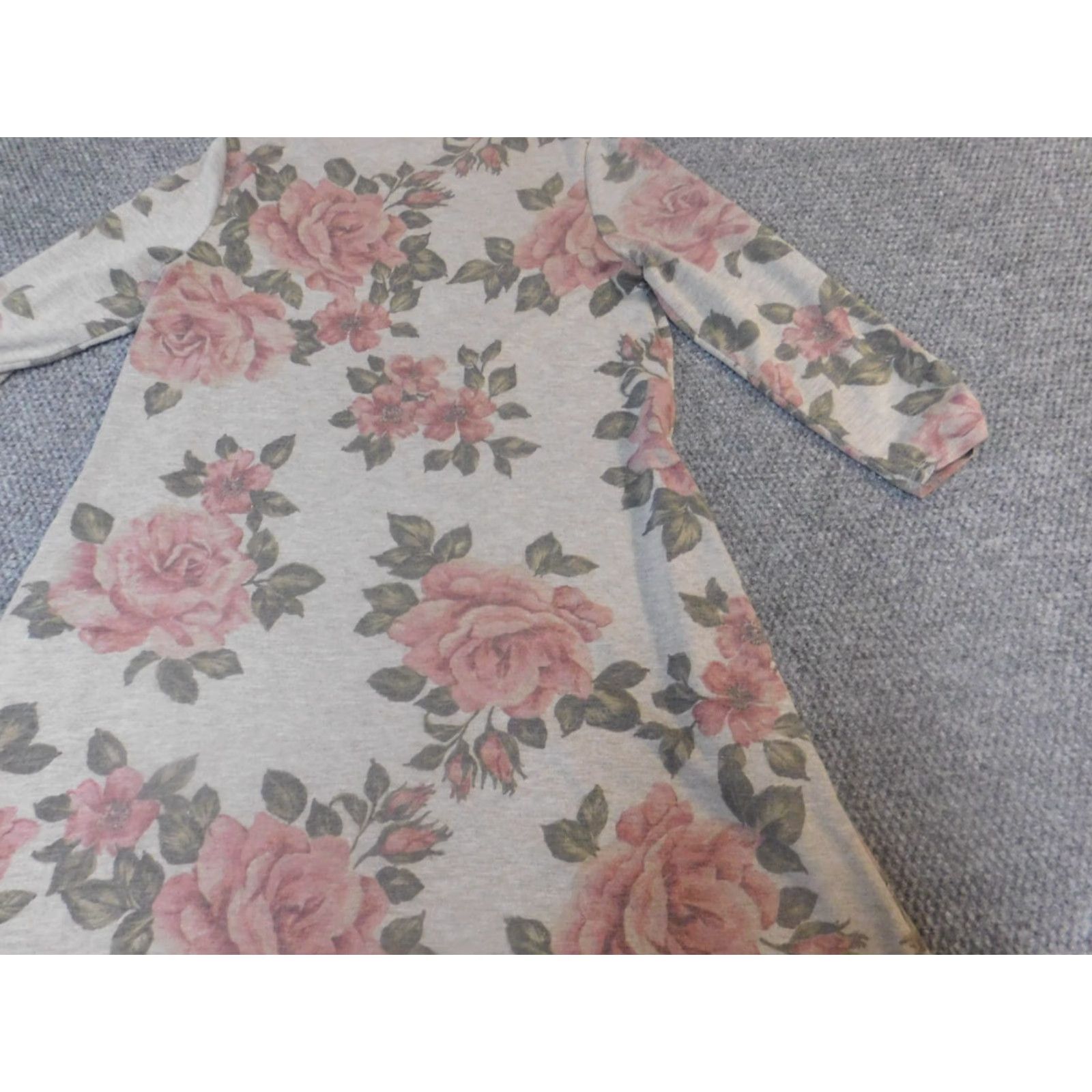 Apt. 9 Apt 9 Womens Dress M Floral A-Line Stretch Knit Nylon Long Puff Sleeve Mock Neck Crochet Pullover Casual Winter Blue Size M / US 6-8 / IT 42-44 - 7 Thumbnail