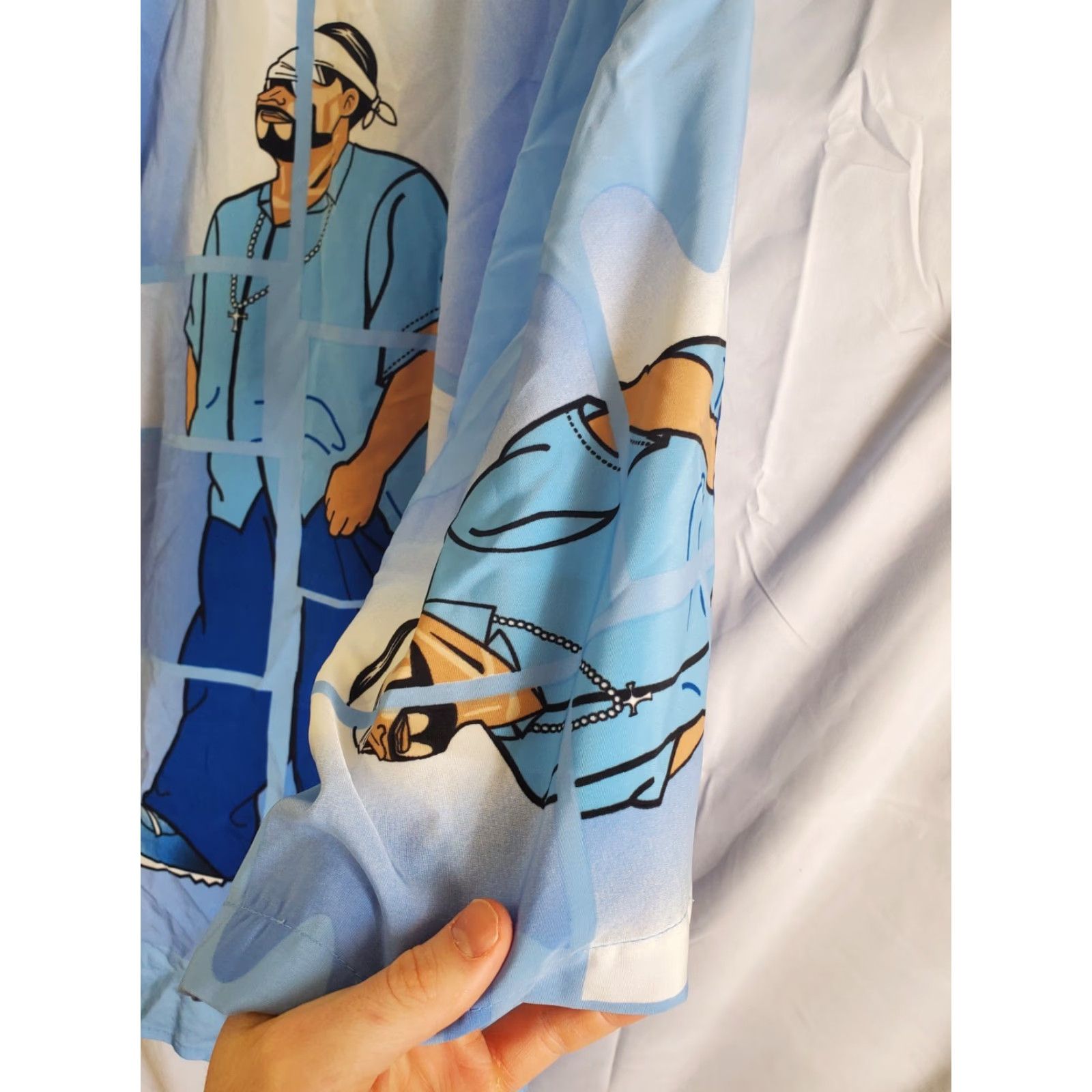 Vintage Blue Boy Men's Shirt XL Button-Up AOP Graphic Print Gangster Hip Hop Streetwear Casual Button-Down Long Sleeve Blue Size US XL / EU 56 / 4 - 7 Thumbnail