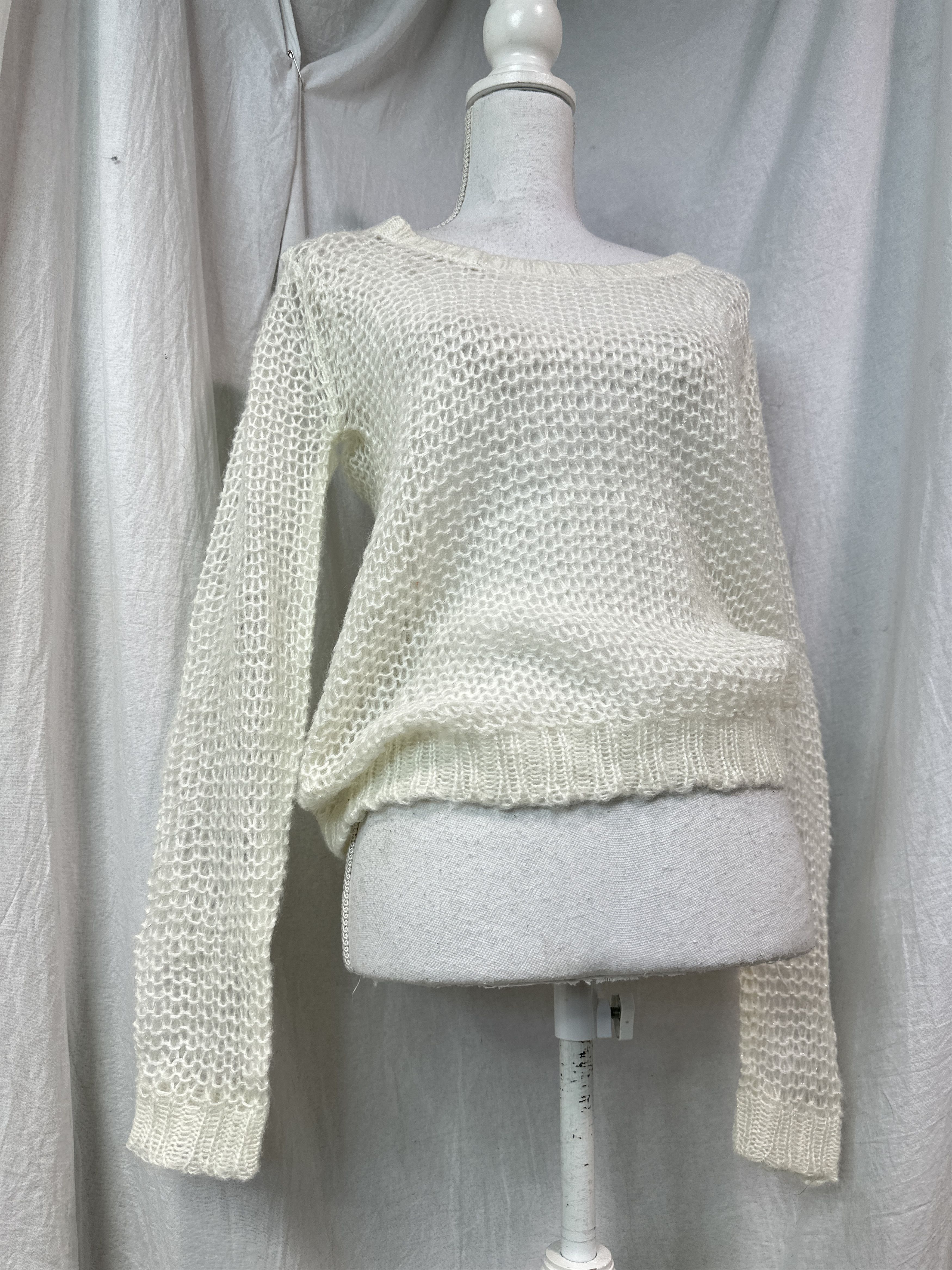 Vintage Vintage Avant Garde Crochet Openwork Sweater Y2K Size M / US 6-8 / IT 42-44 - 1 Thumbnail