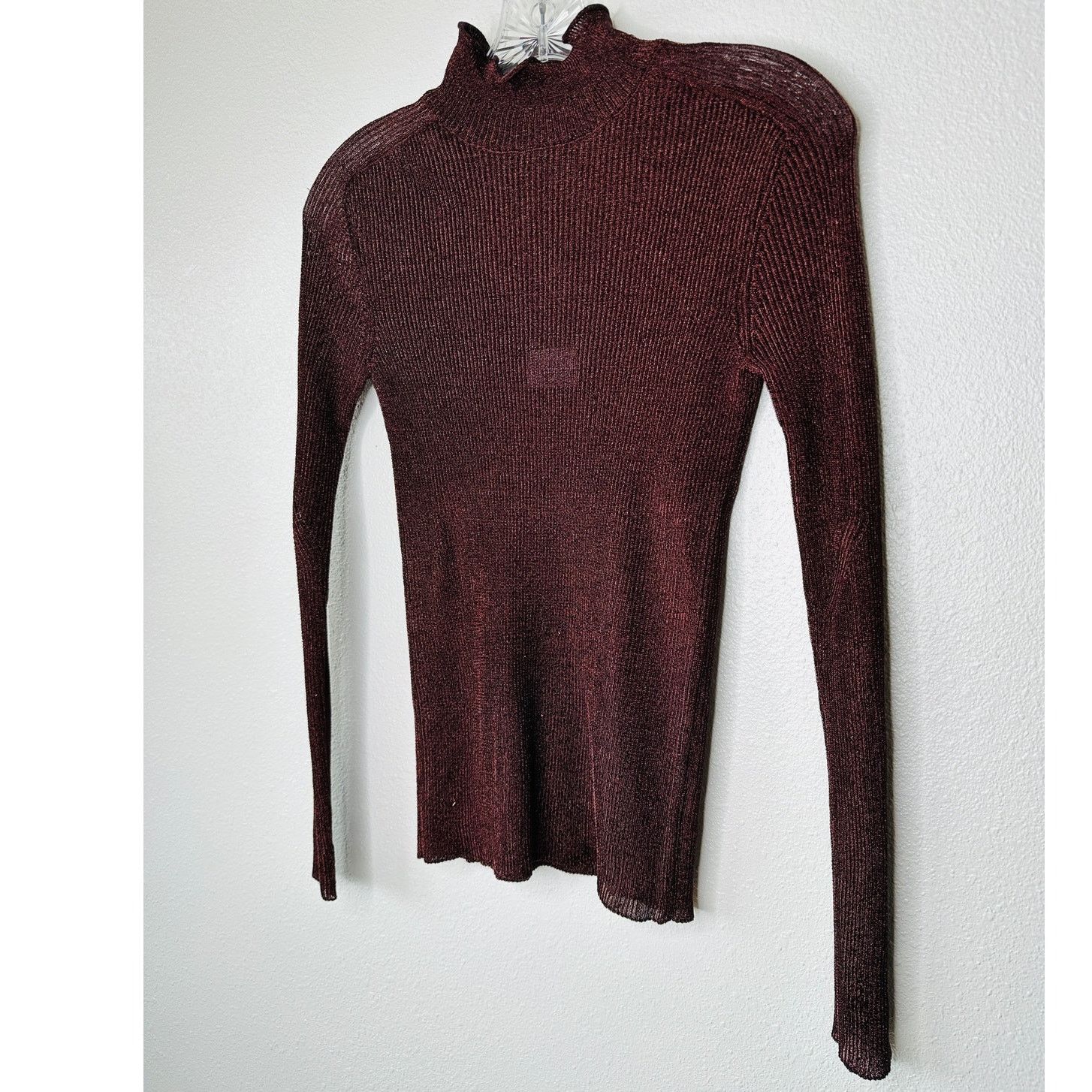 Other NWT With Black Victoria Metallic Bronze Ruffle Mock Neck S Size S / US 4 / IT 40 - 3 Thumbnail