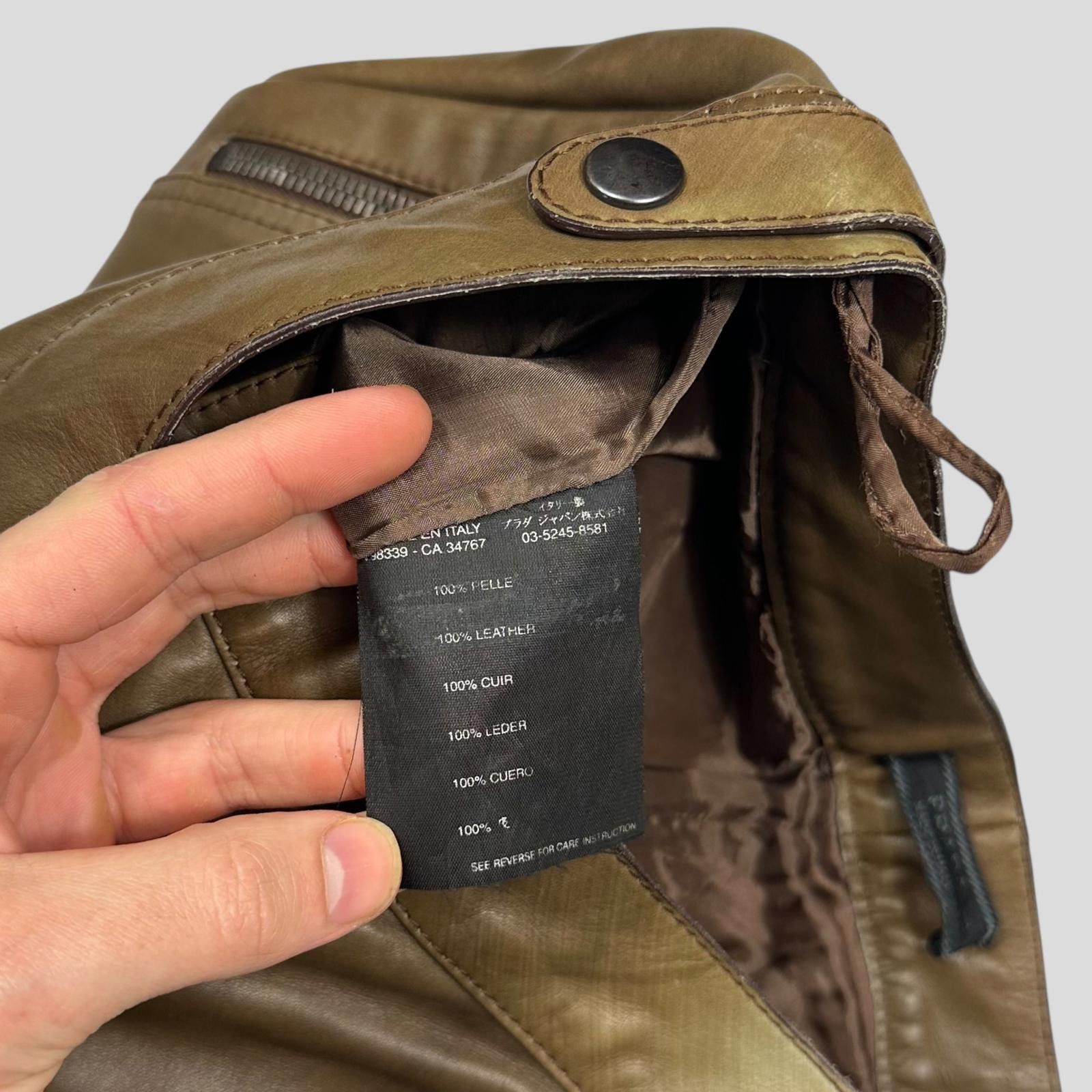 Prada Prada Milano 00’s Khaki Brown Leather Moto Trousers - IT40 Size 27" / US 4 / IT 40 - 9 Thumbnail
