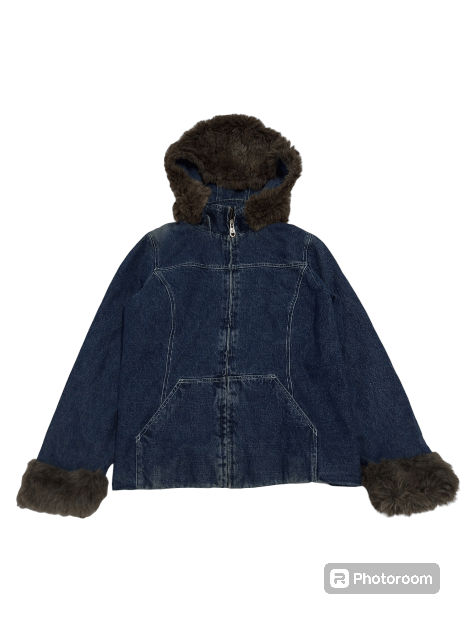 If Six Was Nine Vintage m-o-t-o denim jacket faux fur hoodie Size US M / EU 48-50 / 2 - 1 Thumbnail