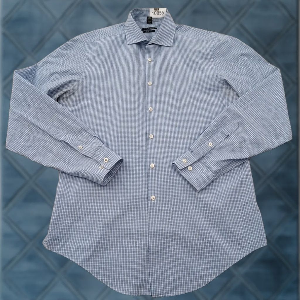Van Heusen Van Heusen Shirt Mens Medium Blue Plaid Long Sleeve Button-Up Cotton Blend Size US M / EU 48-50 / 2 - 1 Thumbnail