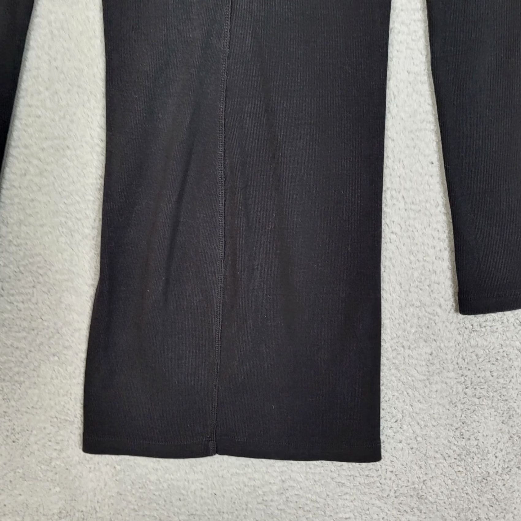Vintage PAM & GELA Women's black Ribbed 1/4 button up long sleeve dress Size P Size S / US 4 / IT 40 - 7 Thumbnail