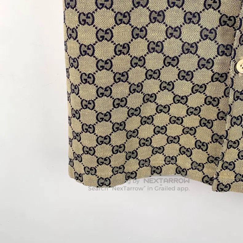 Gucci Gucci Brown log jacquard full-print linen lapel single-bre Size US L / EU 52-54 / 3 - 4 Thumbnail