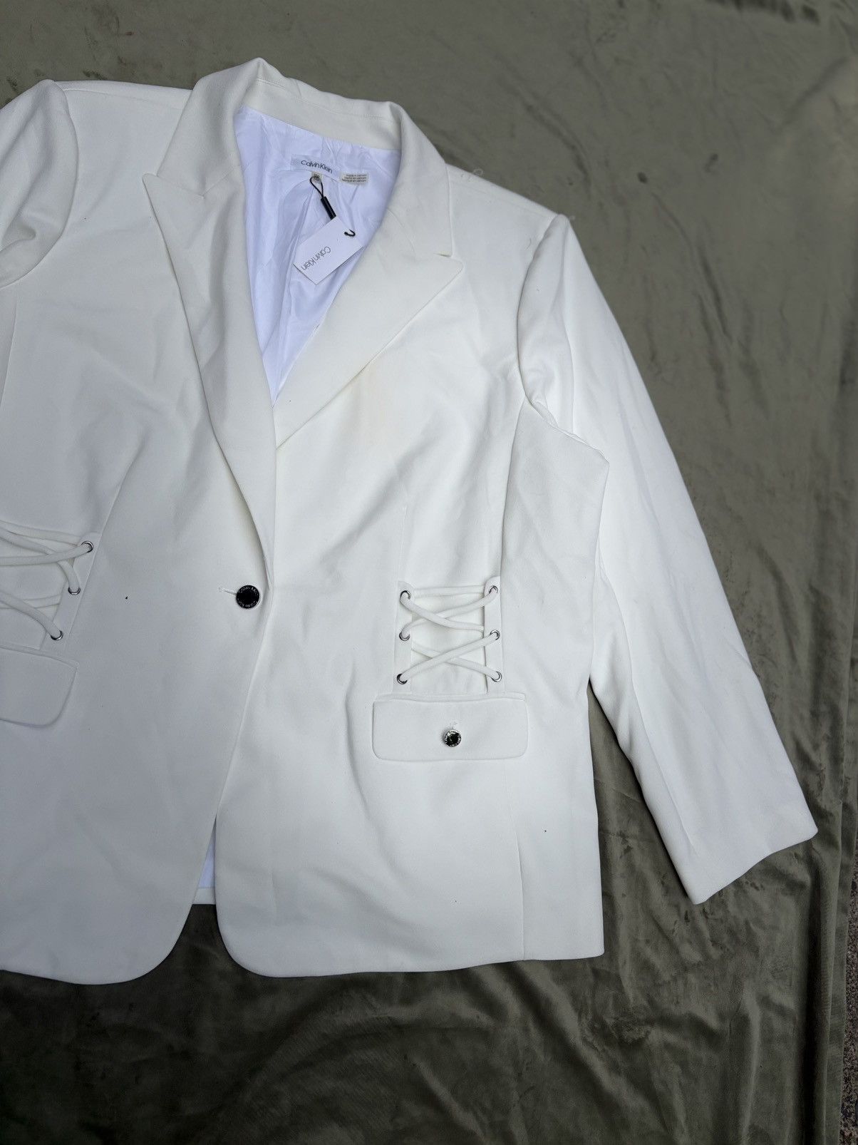 Calvin Klein Calvin Klein White Lace-Up Blazer — NWT Size 4XL / US 24-26 - 3 Thumbnail