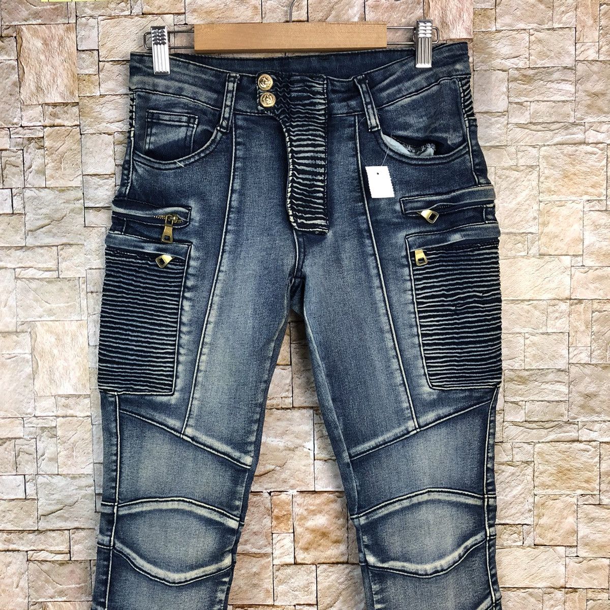 Japanese Brand Japan faded Blue Slim Fit bikers denim Jeans #A741 Size 26" / US 2 / IT 38 - 5 Thumbnail