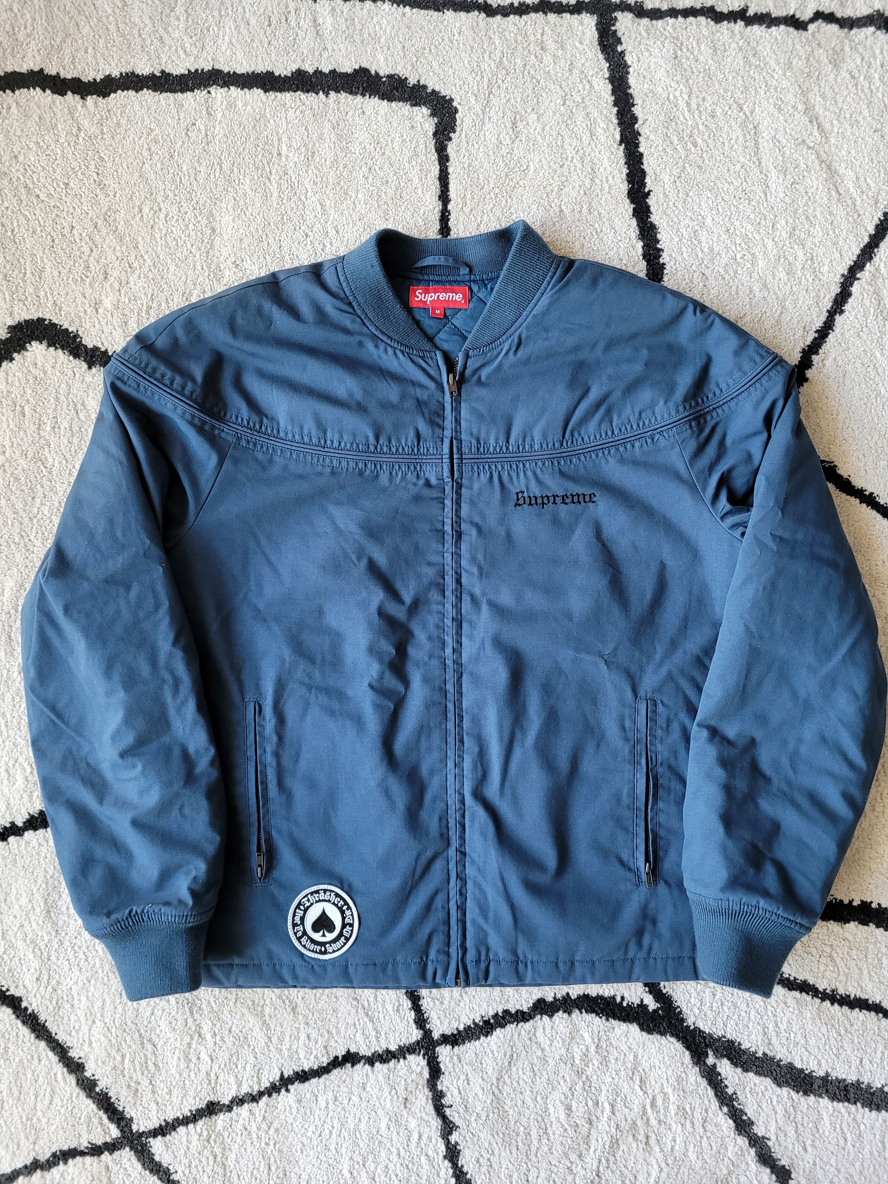 Supreme Supreme x Thrasher Skate And Destroy Blue Bomber Jacket (M) Size US M / EU 48-50 / 2 - 1 Thumbnail