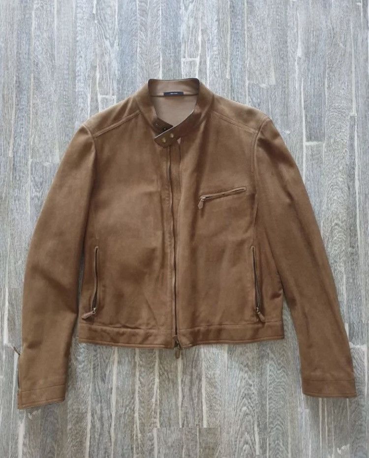 Image of Grail! Tom Ford Suede Zipped Leather Biker Brown Jacket, Men's (Size XL)