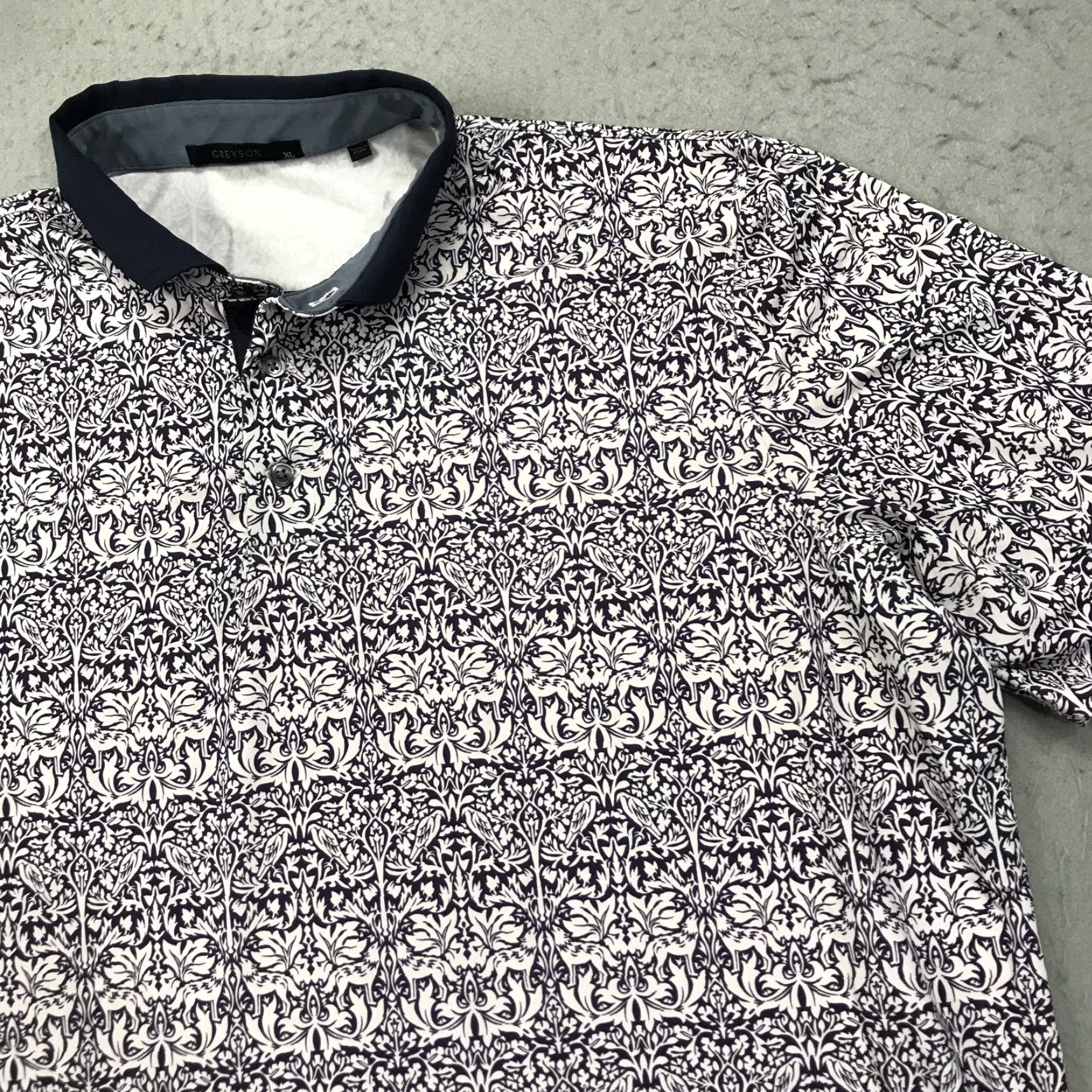 Vintage Greyson Polo Shirt Mens XL Purple Geometric Golf Logo Casual Short Sleeve Polo XXL? Size US XL / EU 56 / 4 - 3 Thumbnail