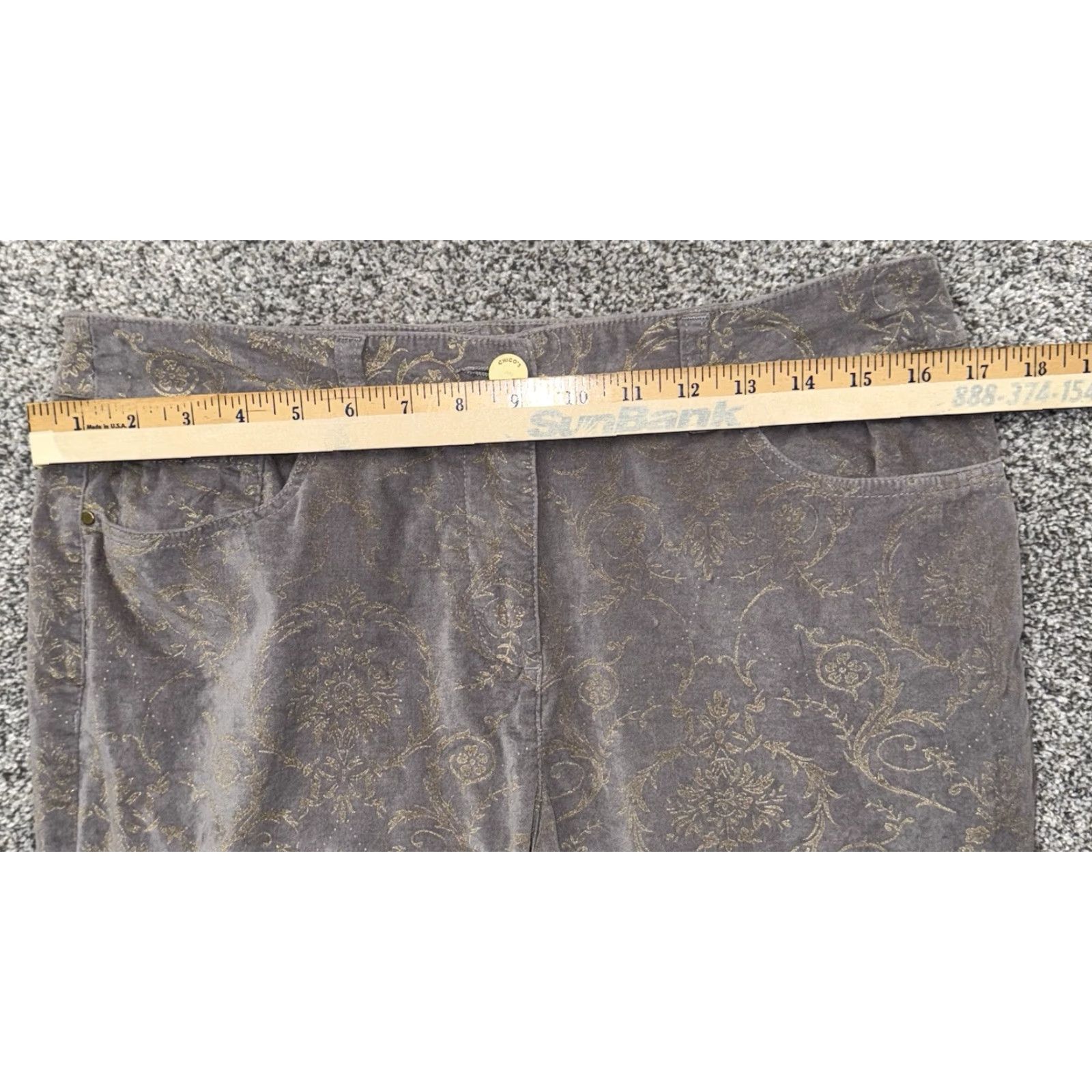 Vintage Chico's Pants Women Sz 0 Velvet Baroque Embellished Whimsigoth Boho Romantic Chic Casual Style Ankle HIp? Size 25" / US 0 / IT 36 - 3 Thumbnail