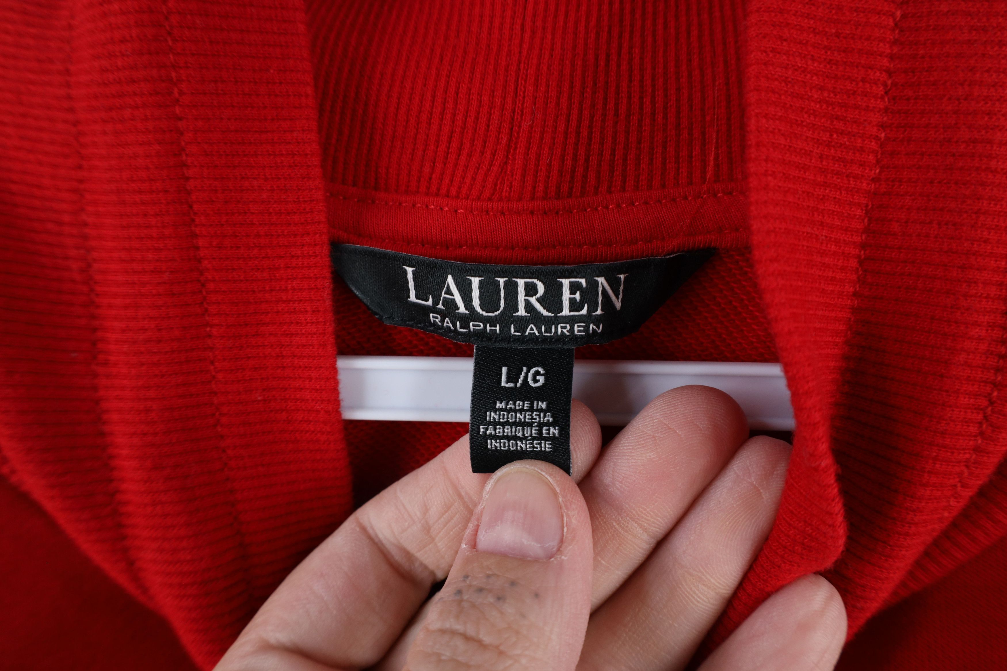 Ralph Lauren × Vintage Vintage Ralph Lauren Tie Mock Neck Pullover Sweatshirt Red Size L / US 10 / IT 46 - 6 Thumbnail