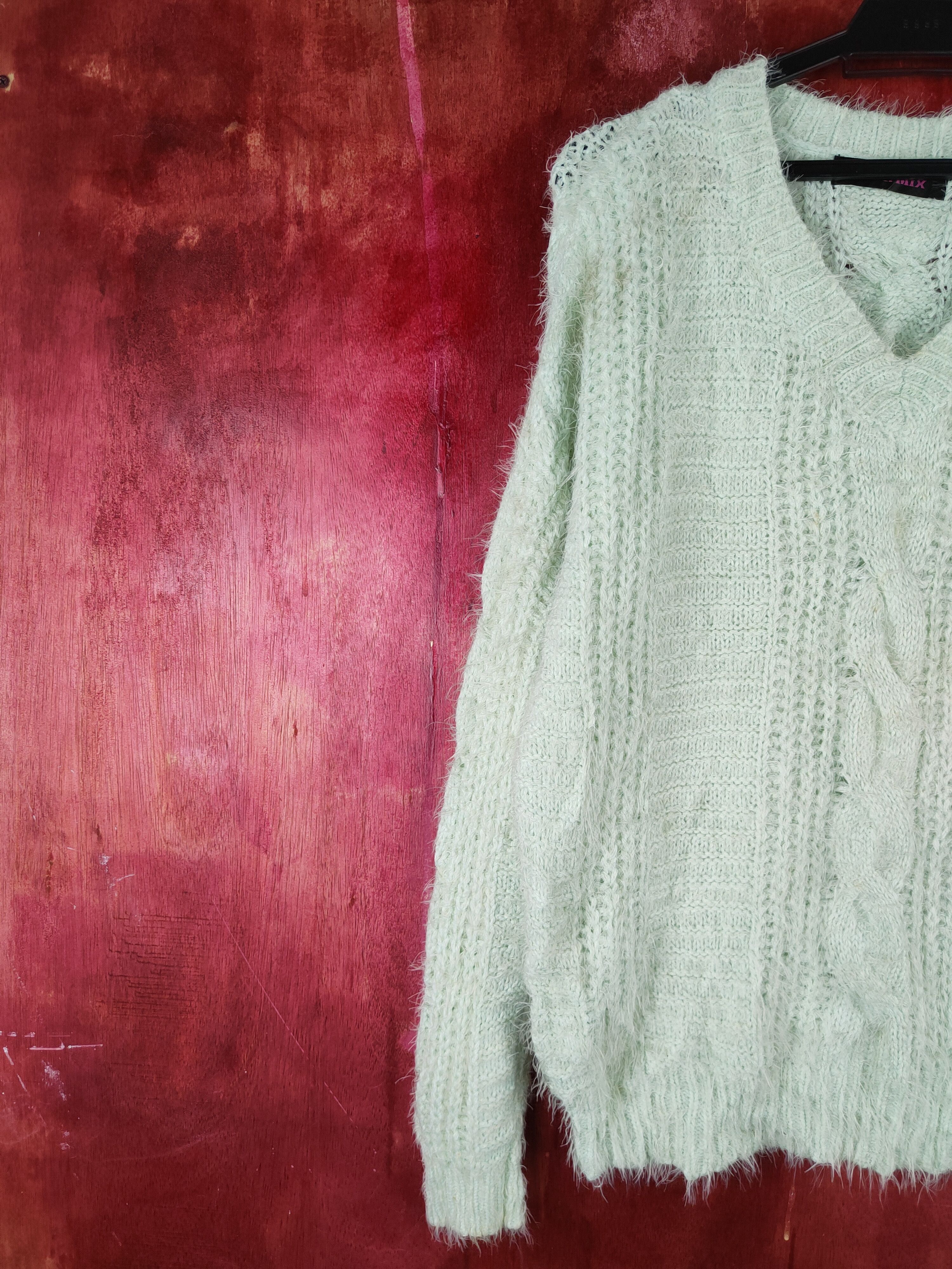 Japanese Brand × Vintage COOL DESIGN Pink Mix Mint Green Fur Mohair Knitwear Size L / US 10 / IT 46 - 3 Thumbnail