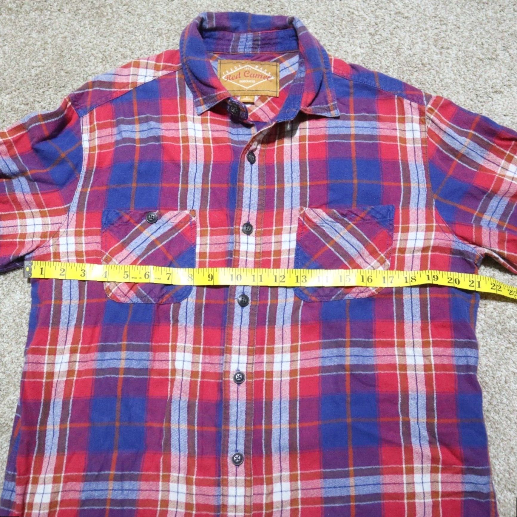 Camel Red Camel Shirt - Western Plaid Long Sleeve Button-Up with Pockets, Multicolor, Size L, Mens Size US L / EU 52-54 / 3 - 4 Thumbnail