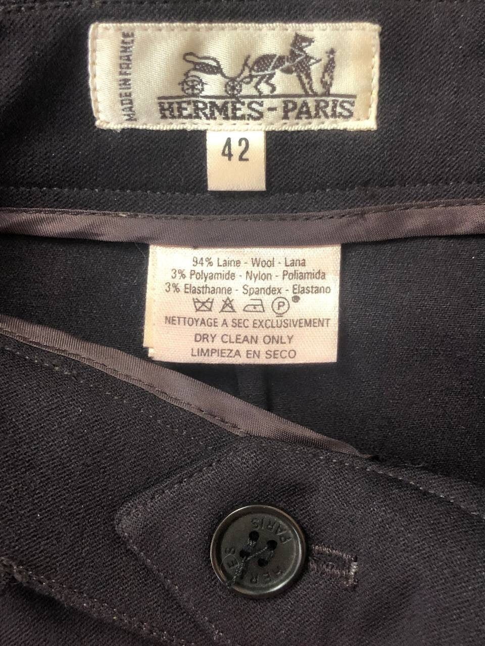 Hermes 80s Hermes Vintage Women's High-Waisted Wool Pants - M Size 30" / US 8 / IT 44 - 5 Thumbnail