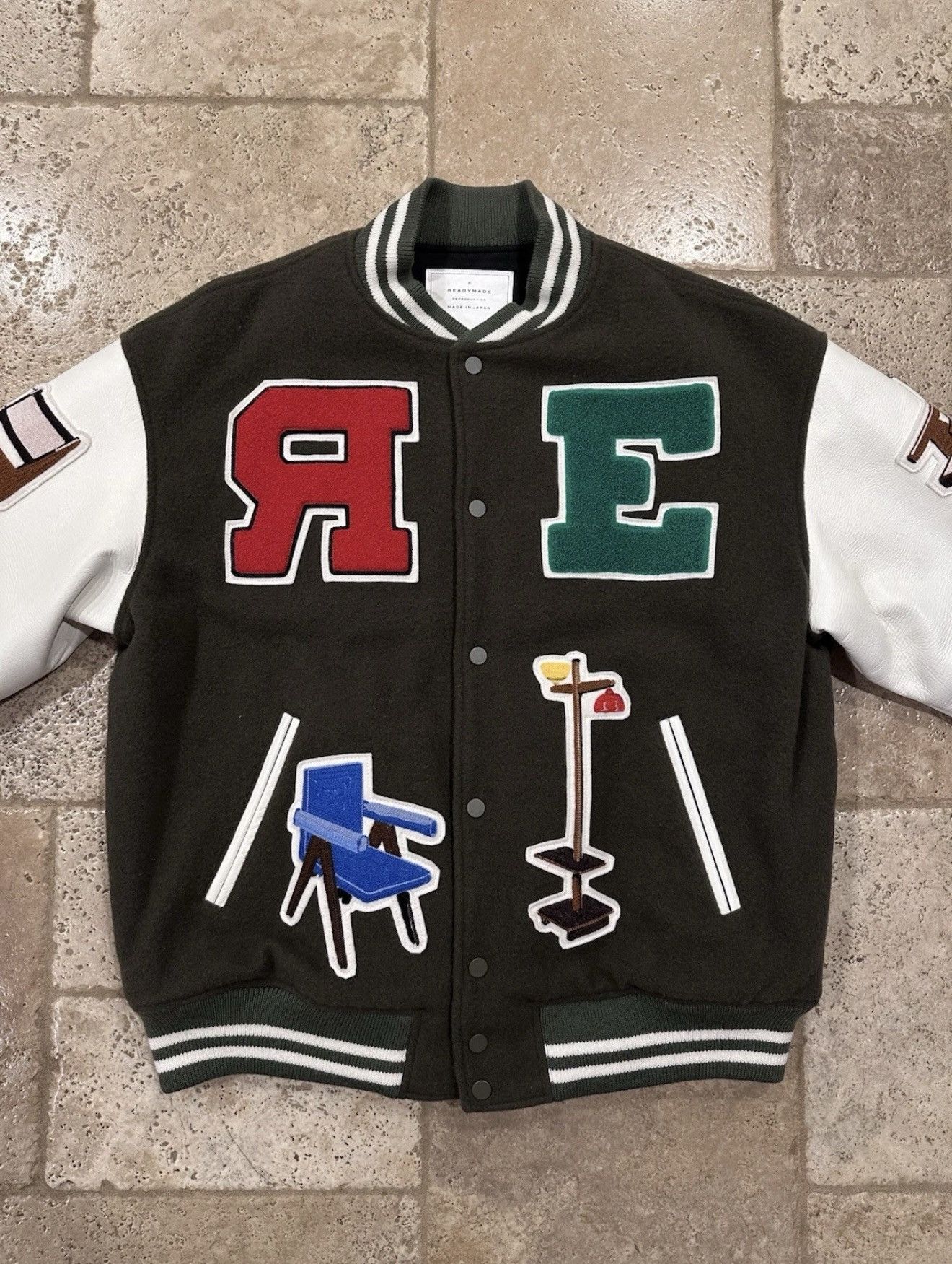 READYMADE Readymade Chair Logos Varsity Lettermen Green Jacket Size US M / EU 48-50 / 2 - 4 Thumbnail