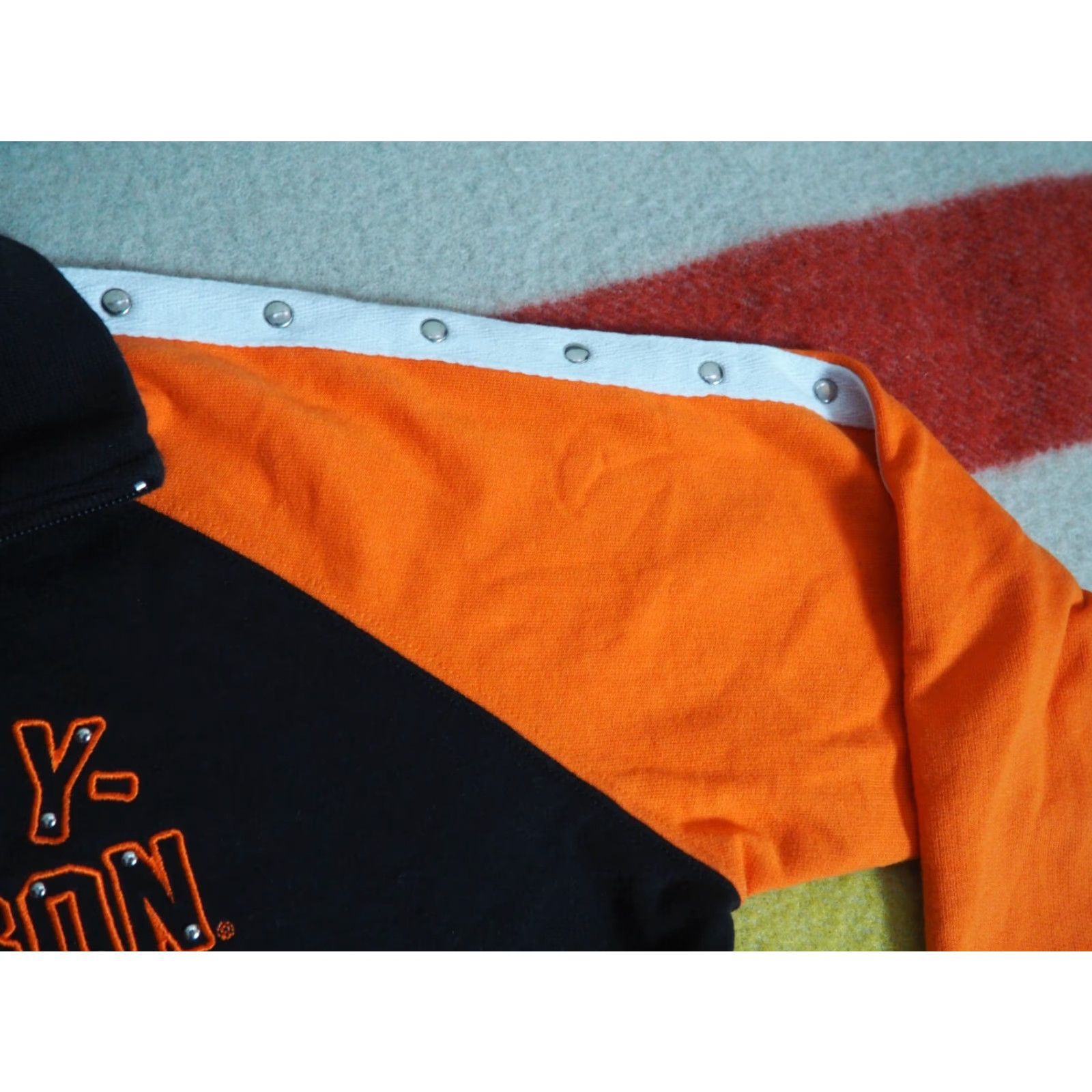Harley Davidson VINTAGE Harley-Davidson Orange Black Zip Logo Grunge Biker Shirt Womens S Size S / US 4 / IT 40 - 6 Thumbnail