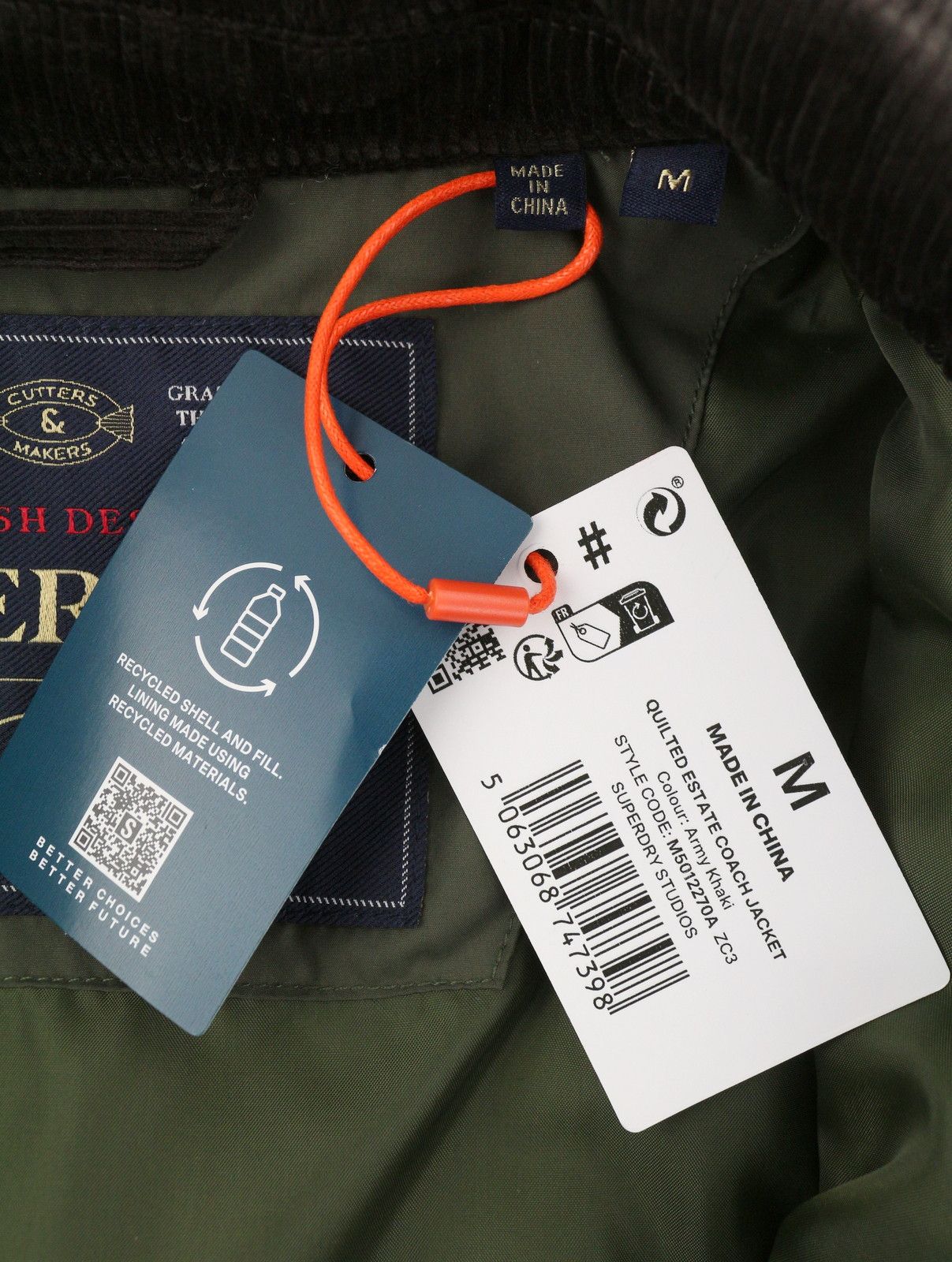 Superdry Estate Coach M Green Cord Collar Light 87140 Size US M / EU 48-50 / 2 - 8 Thumbnail