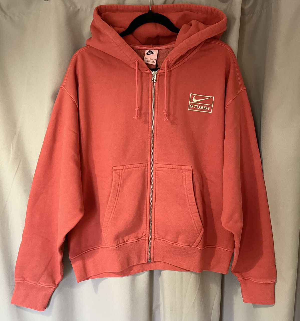 image of Nike Stussy Dyed Hoodie S in Red, Men's (Size Small)