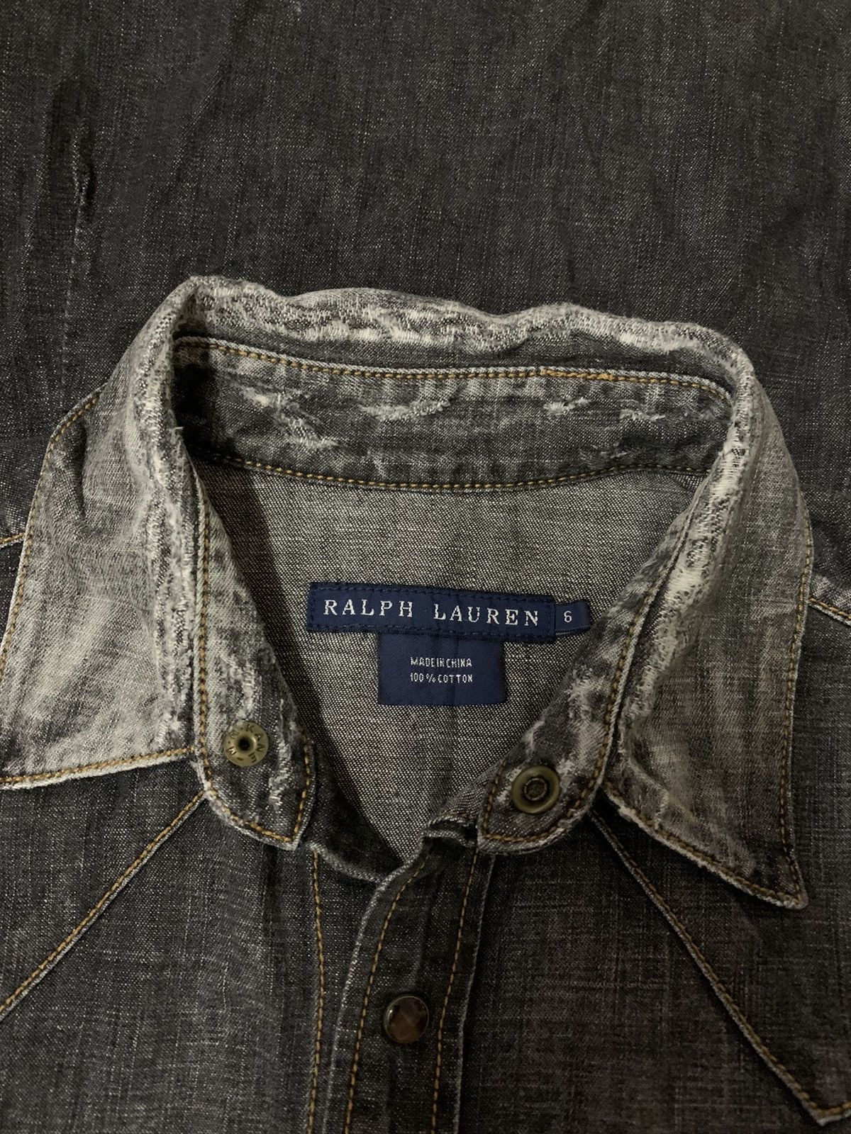 Ralph Lauren 💥Ralph Lauren Western Distressed Denim Black Size S / US 4 / IT 40 - 6 Thumbnail