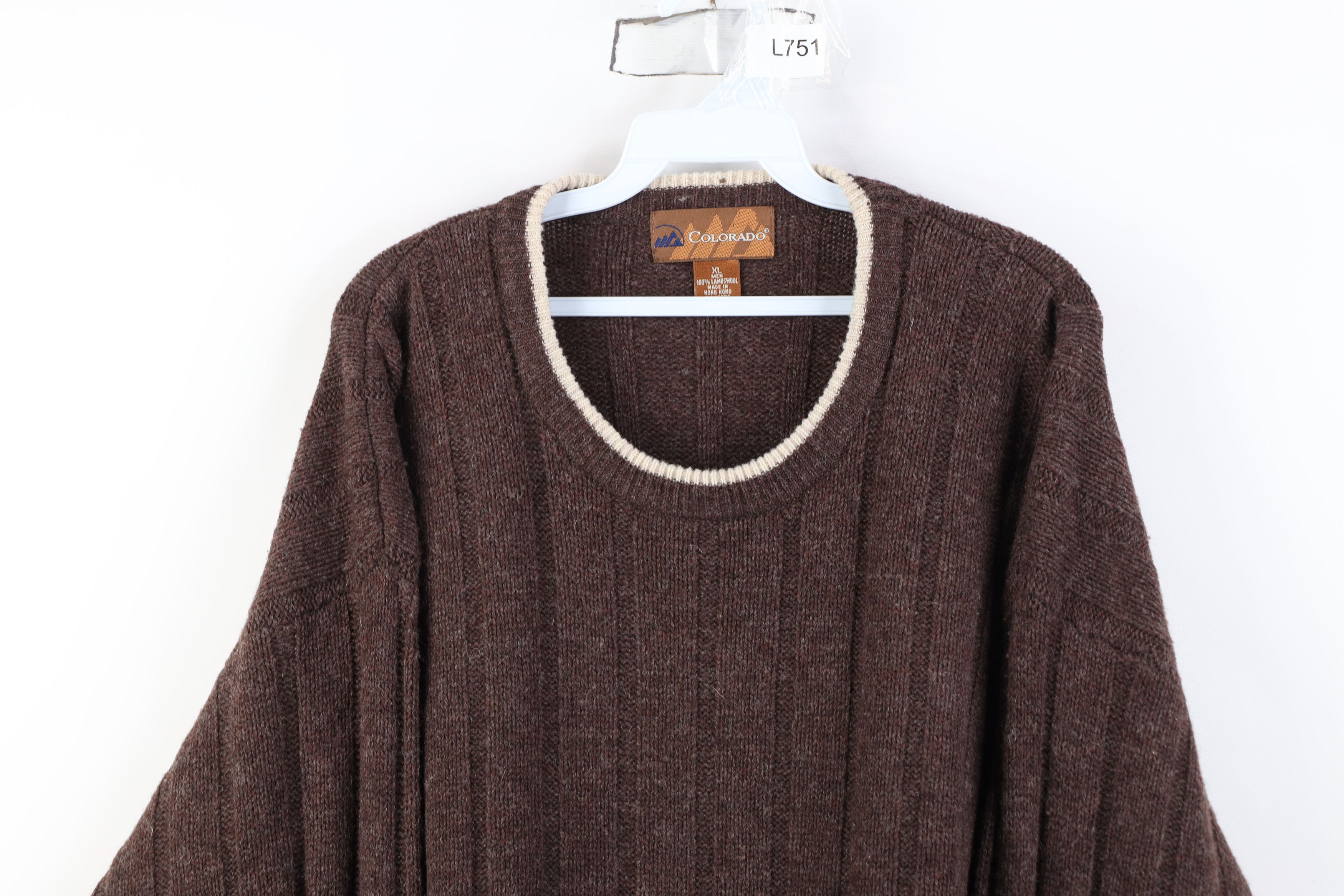 Vintage Vintage 90s Streetwear Lambswool Ribbed Crewneck Sweater Size US XL / EU 56 / 4 - 2 Thumbnail