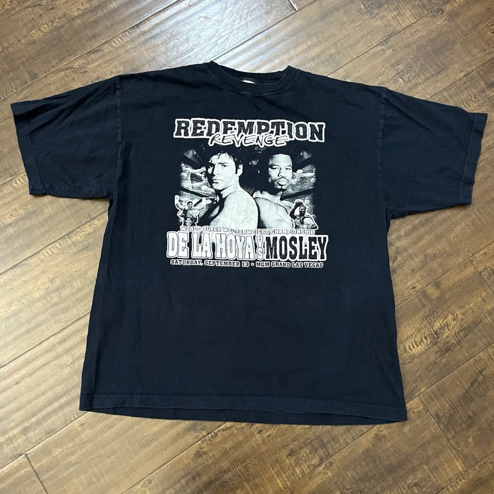 Vintage VINTAGE Oscar De La Hoya Vs Shane Mosley 2 Redemption T Shirt 2XL Black Boxing Fighting Mens T-Shirt Size US XXL / EU 58 / 5 - 2 Thumbnail