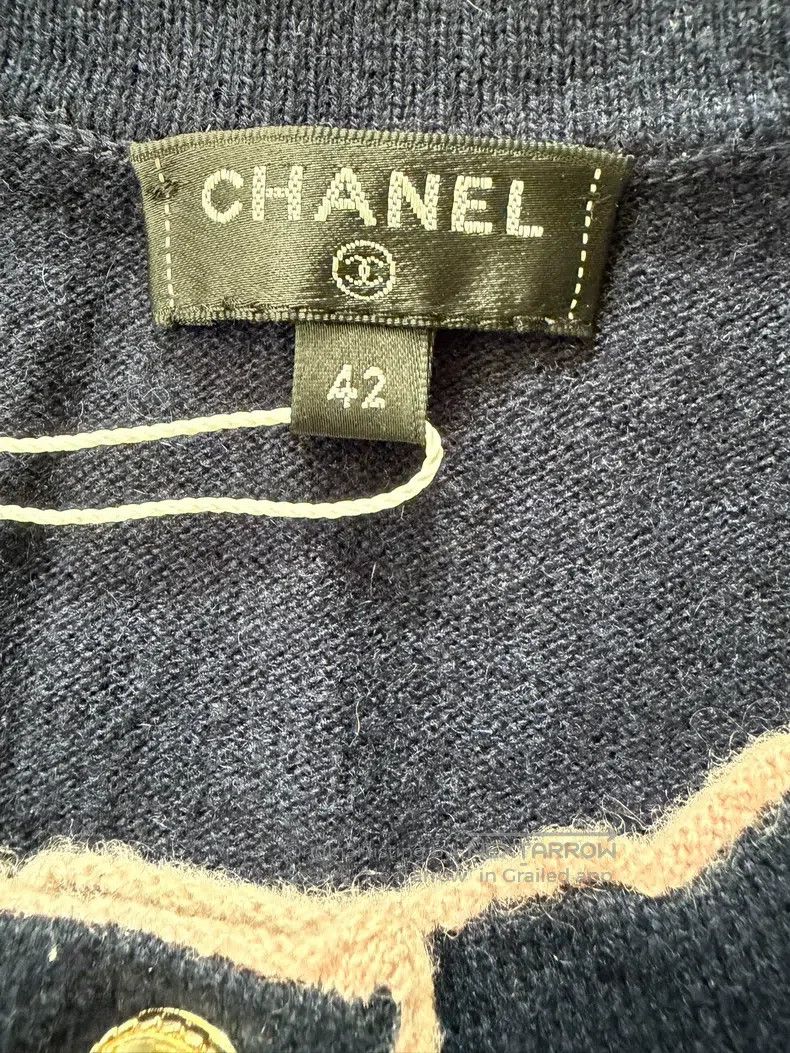 Chanel Chanel Dark blue pink-edged cartoon cardigan jacket Size M / US 6-8 / IT 42-44 - 4 Thumbnail