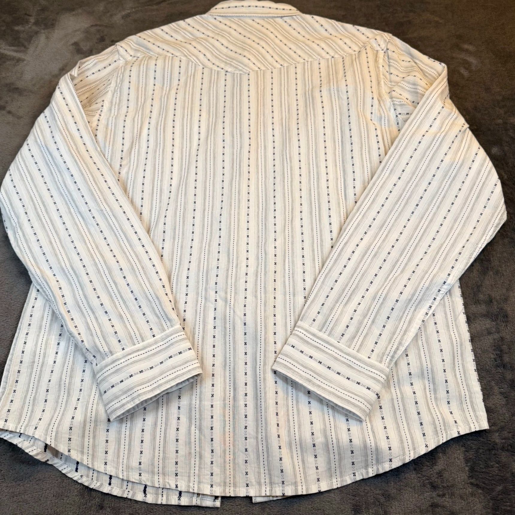 Lucky Brand Lucky Brand White Striped Western Snap Front Long Sleeve Shirt Mens M Size US M / EU 48-50 / 2 - 5 Thumbnail