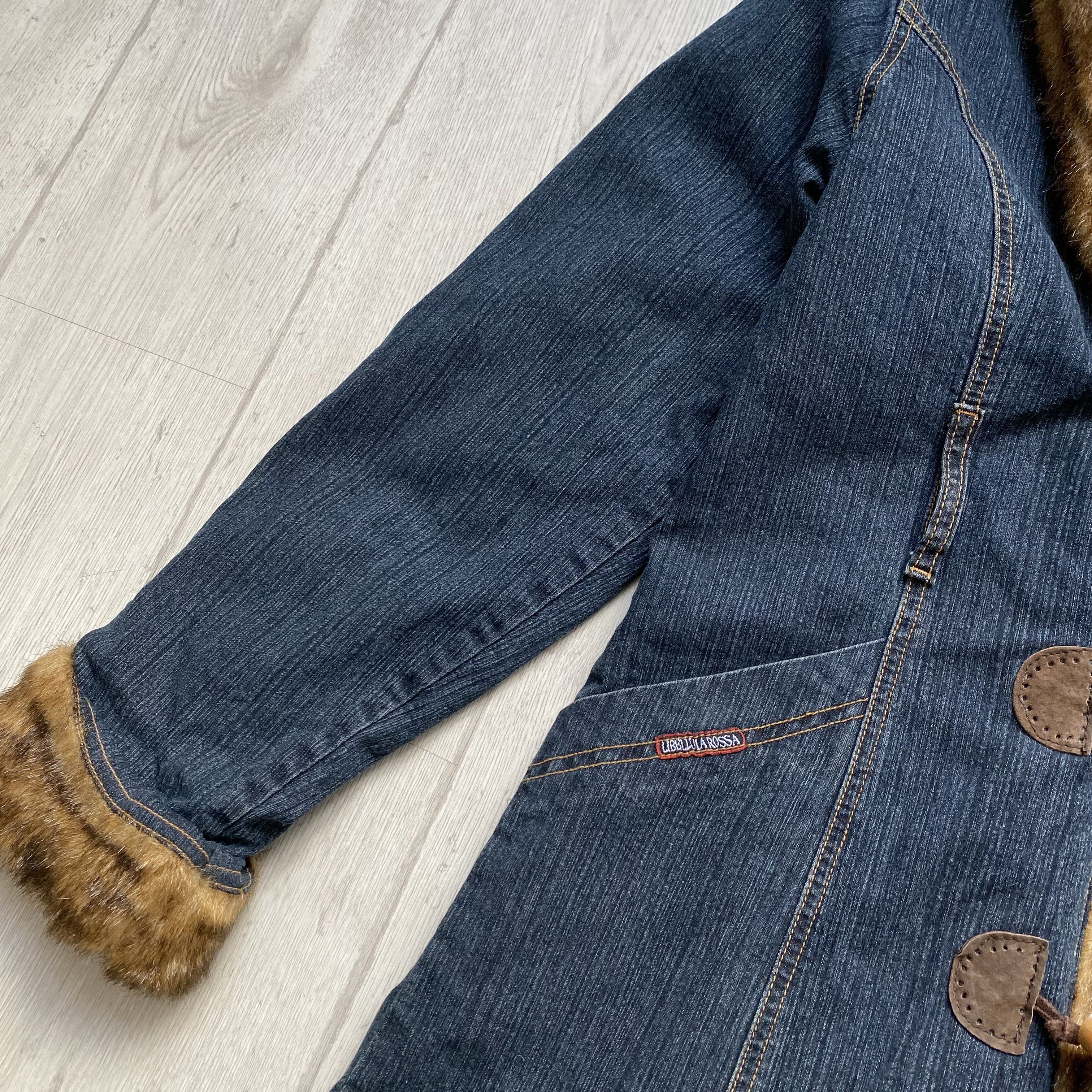 If Six Was Nine Vintage 90s Denim Faux fur coat Afgan Penny Lane Grunge Size L / US 10 / IT 46 - 11 Thumbnail