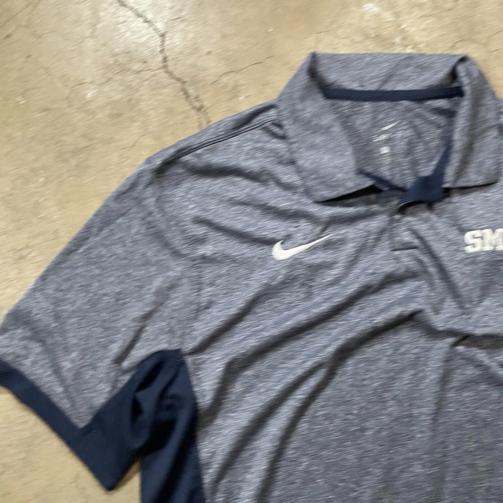Nike Nike Golf Shirt Dri Fit Polo SMU Mustangs Medium Grey/navy Size US M / EU 48-50 / 2 - 3 Thumbnail