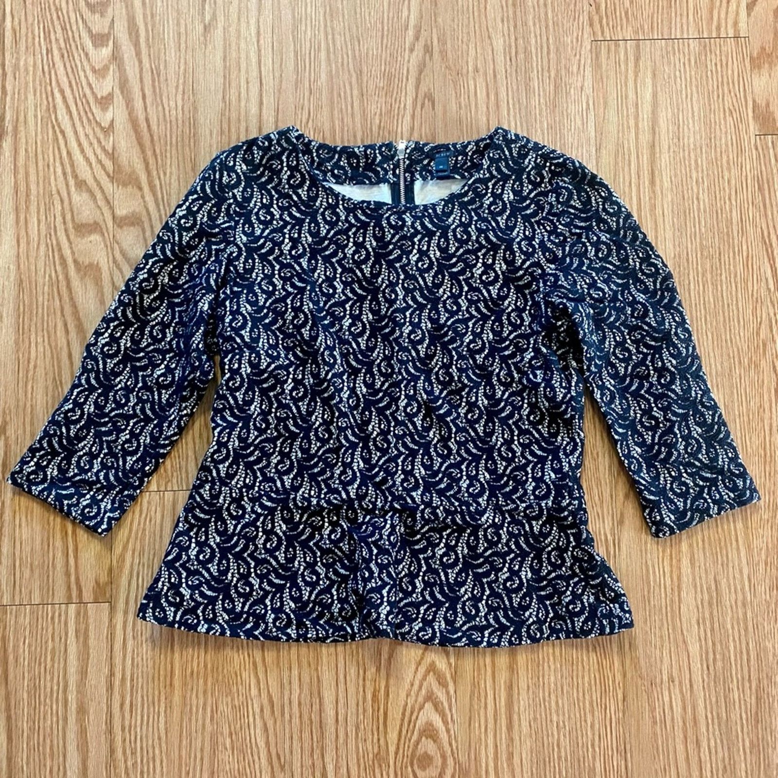 J.Crew J Crew Black Peplum Lace Blouse Top Womens Medium Size M / US 6-8 / IT 42-44 - 4 Thumbnail