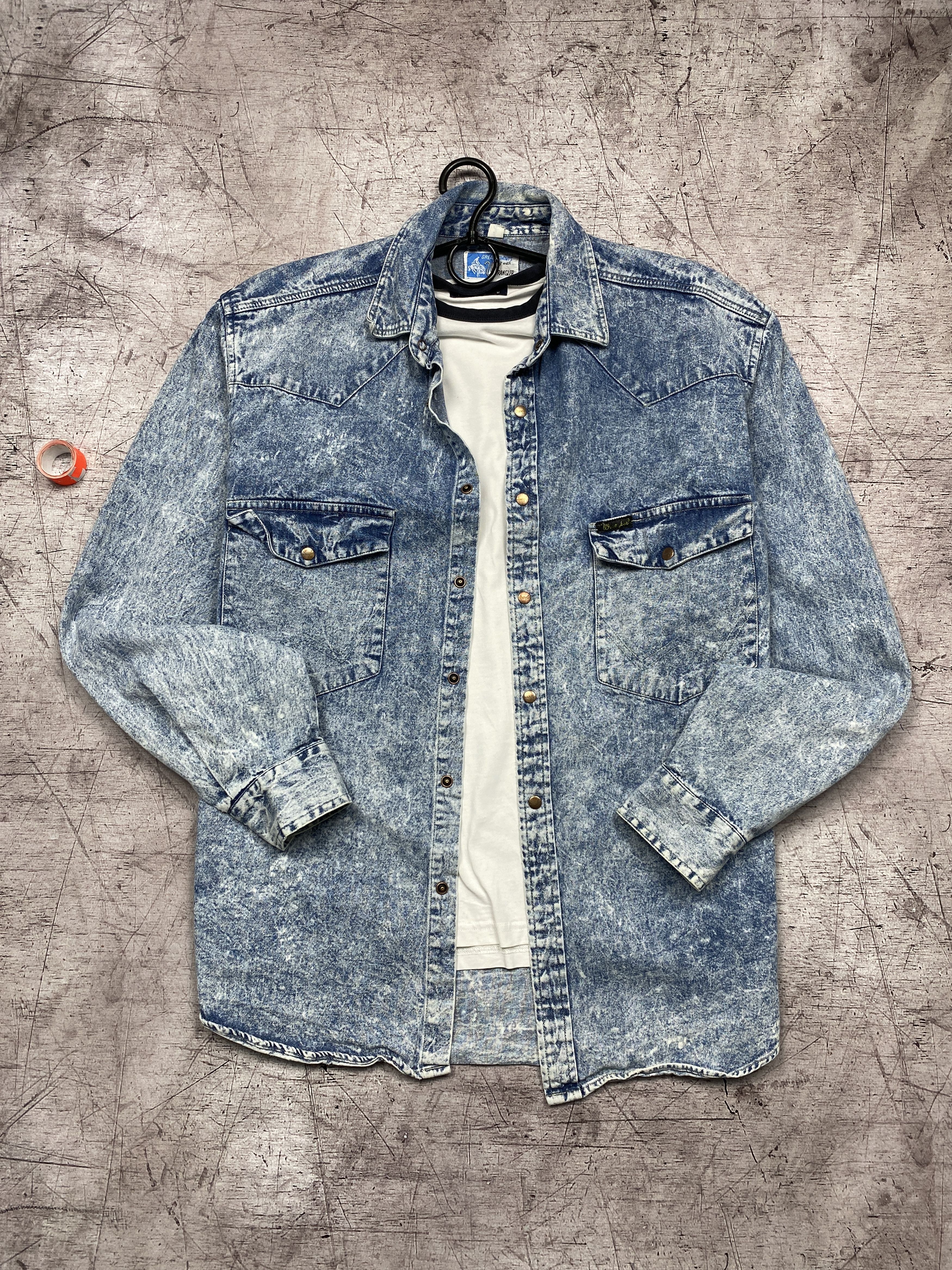 Vintage × Wrangler Wrangler 90s Vintage Mens Denim Shirt Size US L / EU 52-54 / 3 - 1 Thumbnail