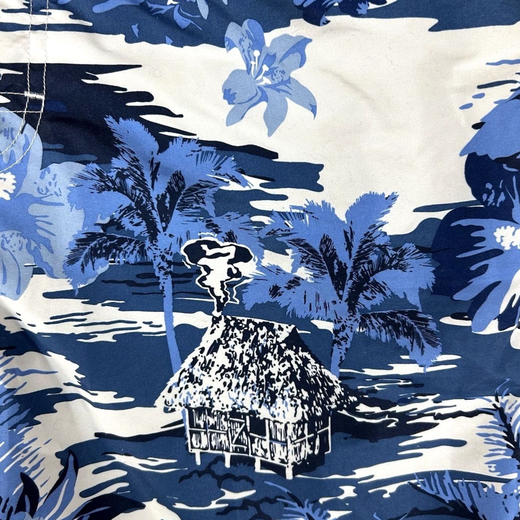 Chaps Chaps Swim Trunks Mens XL Blue Abstract Floral Boardshorts Beach Pool Nylon Polyester Quick Dry Breathable Pockets Drawstring Elastic Waist Lined Size US 36 / EU 52 - 6 Thumbnail