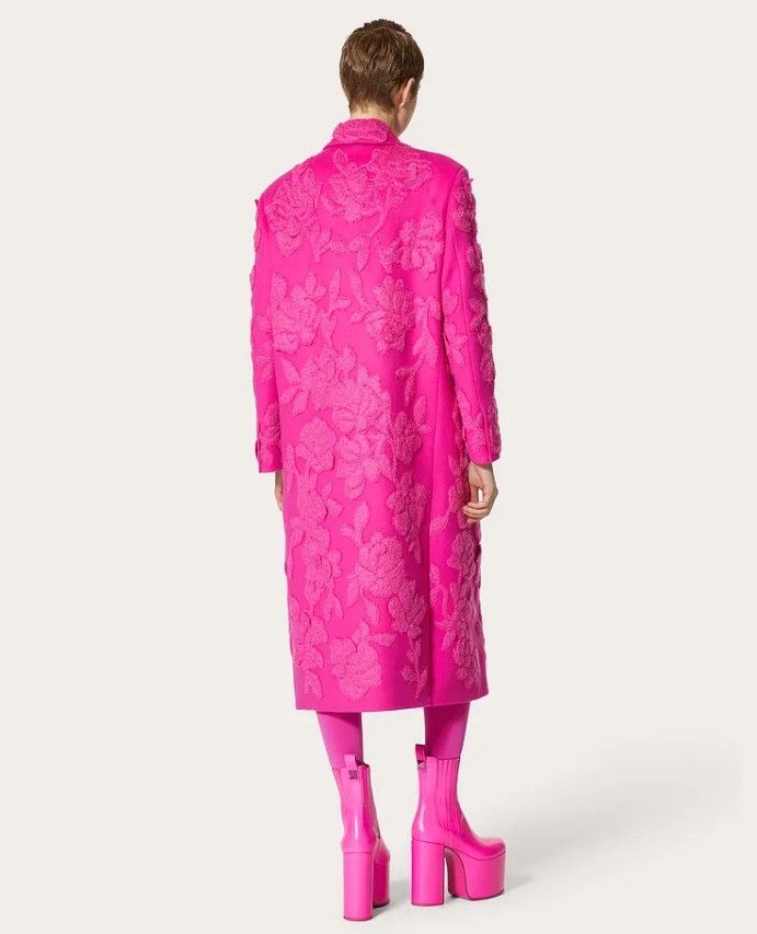 Valentino os11x0724 Appliqué Wool-Blend Overcoat in Pink Size S / US 4 / IT 40 - 5 Thumbnail