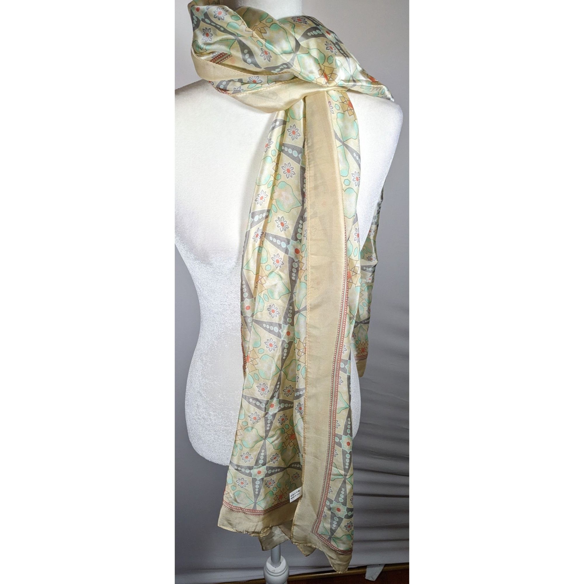 Other Vintage Retro Floral Pastel Yellow Scarf/Shawl/Wrap Size ONE SIZE - 4 Thumbnail