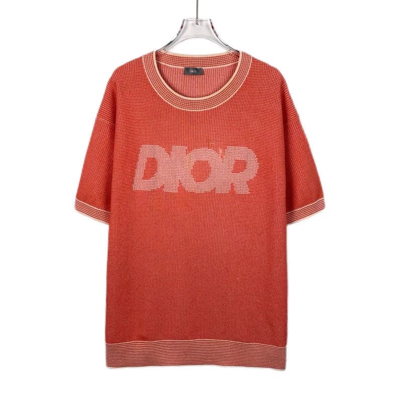 Dior Dior Red logo letter inlaid round neck cotton knitted short Size US L / EU 52-54 / 3 - 1 Thumbnail