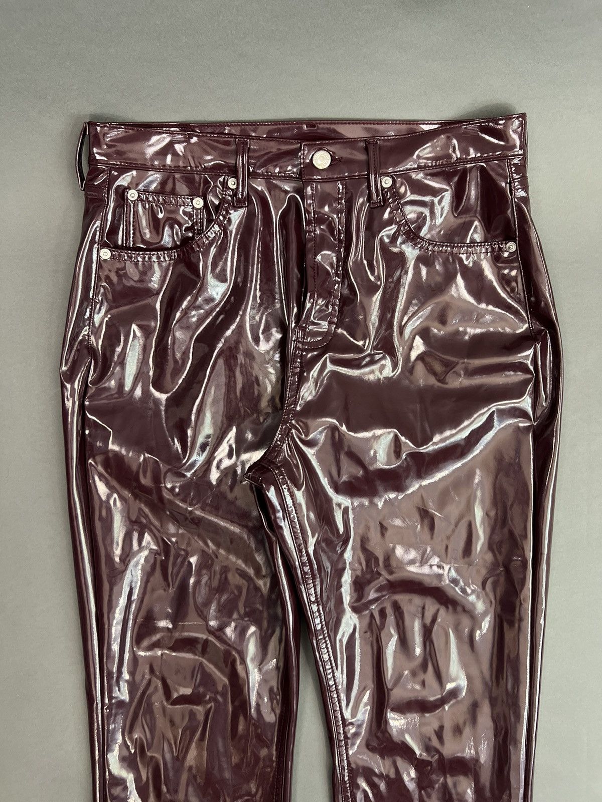 Other MAROON GLOSS POLYURETHANE PU PANTS 🍷 Size 32" / US 10 / IT 46 - 4 Thumbnail