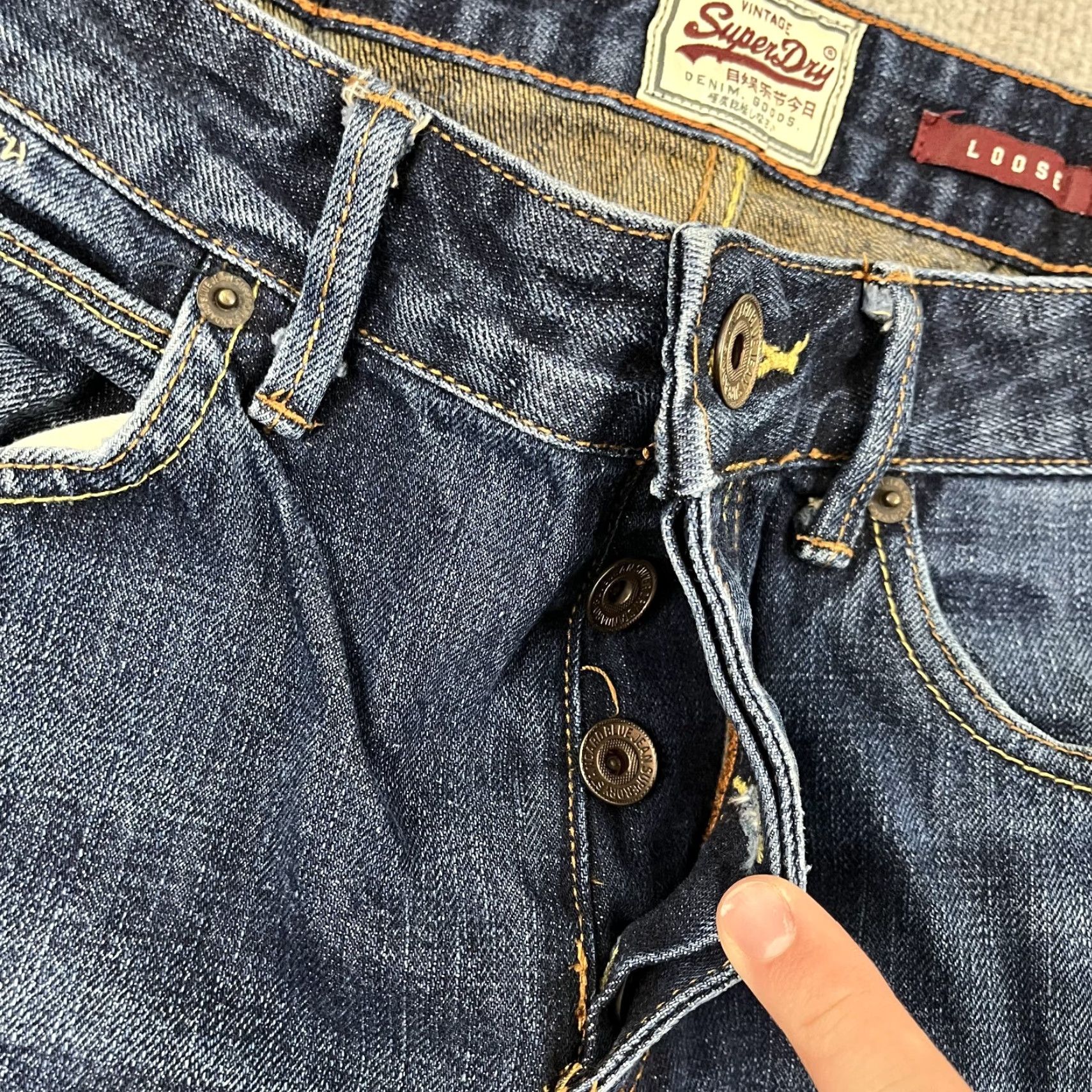 Superdry VINTAGE Superdry Jeans Mens Tapered Fit Blue Denim 32 x 29 Mid Rise Grunge Style Size US 32 / EU 48 - 7 Thumbnail