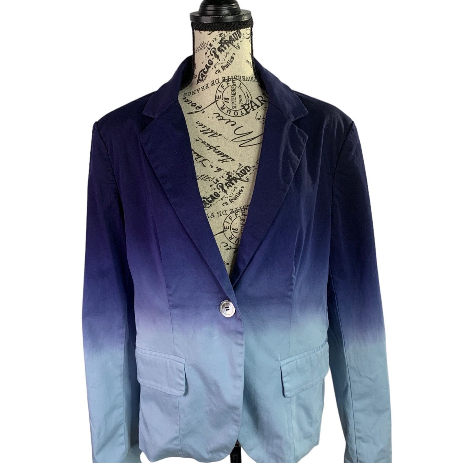 Boston Proper Boston Proper Women Blazer Blue Ambre Polyester Lining Sz 10 Size M / US 6-8 / IT 42-44 - 1 Thumbnail