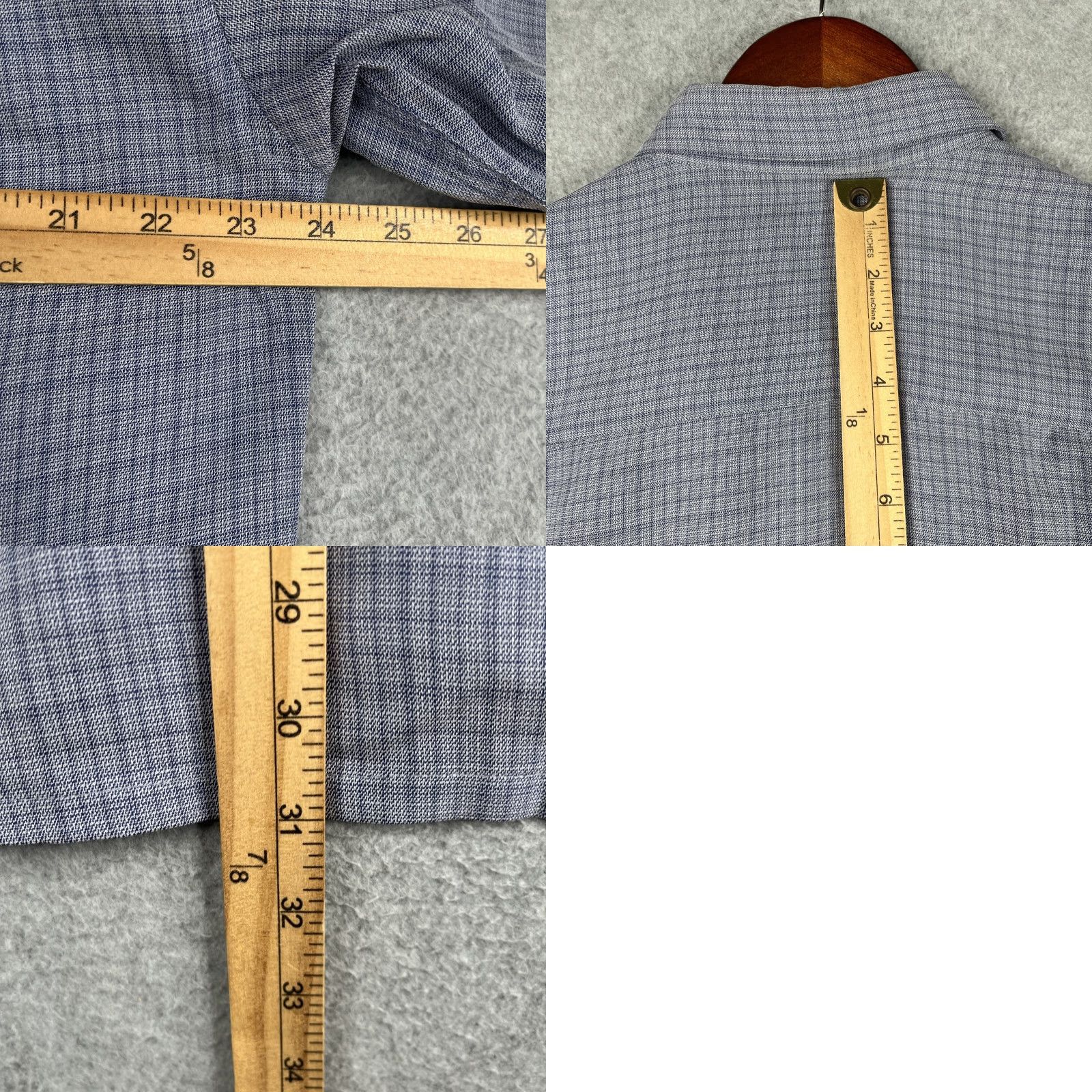 BUGATCHI BUGATCHI UOMO Shirt Blue Check Pocket Casual Button Up Short Sleeve Mens L Size US L / EU 52-54 / 3 - 8 Thumbnail