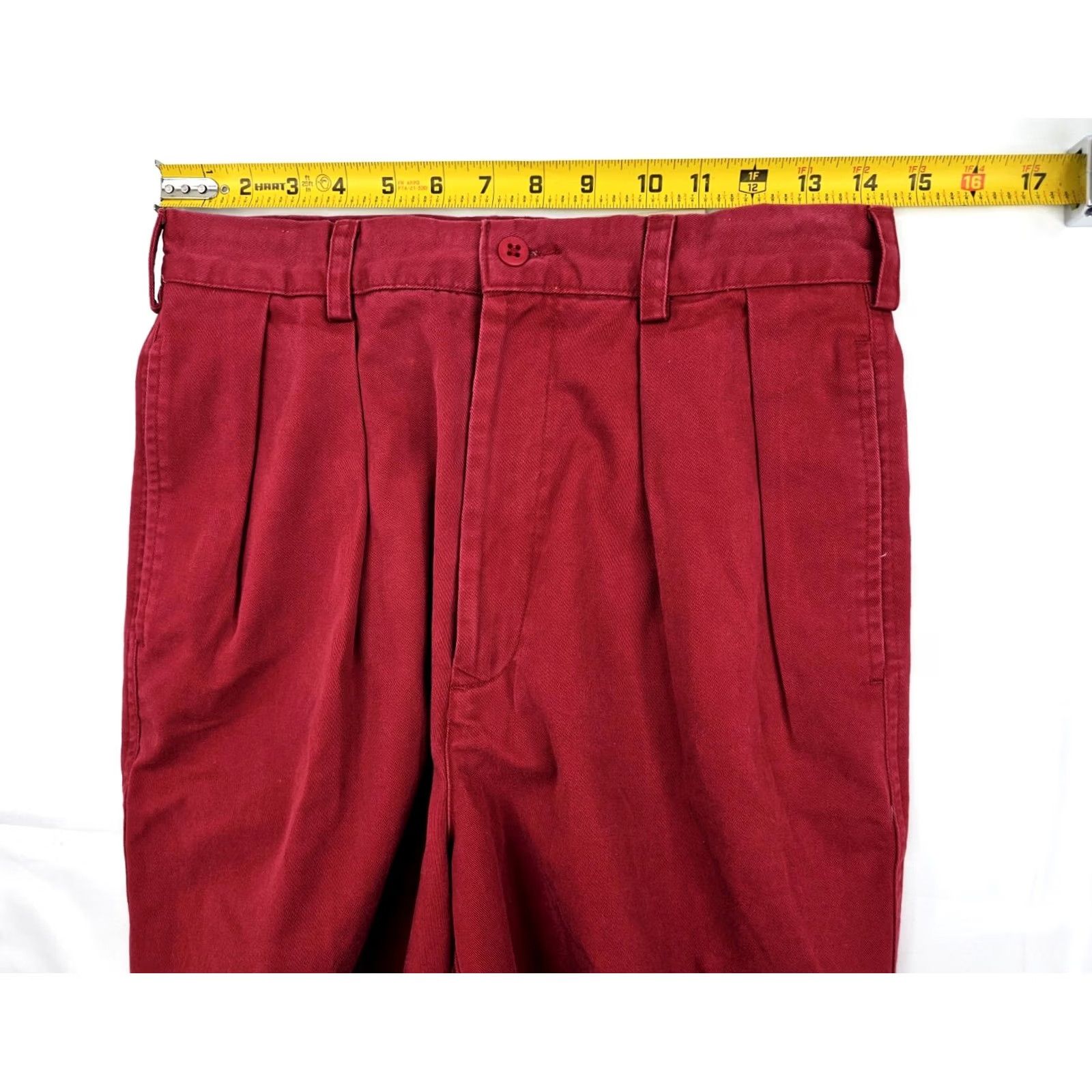 J.Crew VINTAGE J. Crew High Rise Chino Pleated Cotton Shorts Women 29 Cranberry Red 7" Inseam Mens? Size 29" - 5 Thumbnail