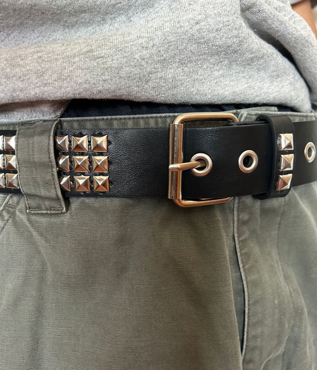 Japanese Brand 105 cmPyramid Studded PU Leathe rBelt Size ONE SIZE - 4 Thumbnail