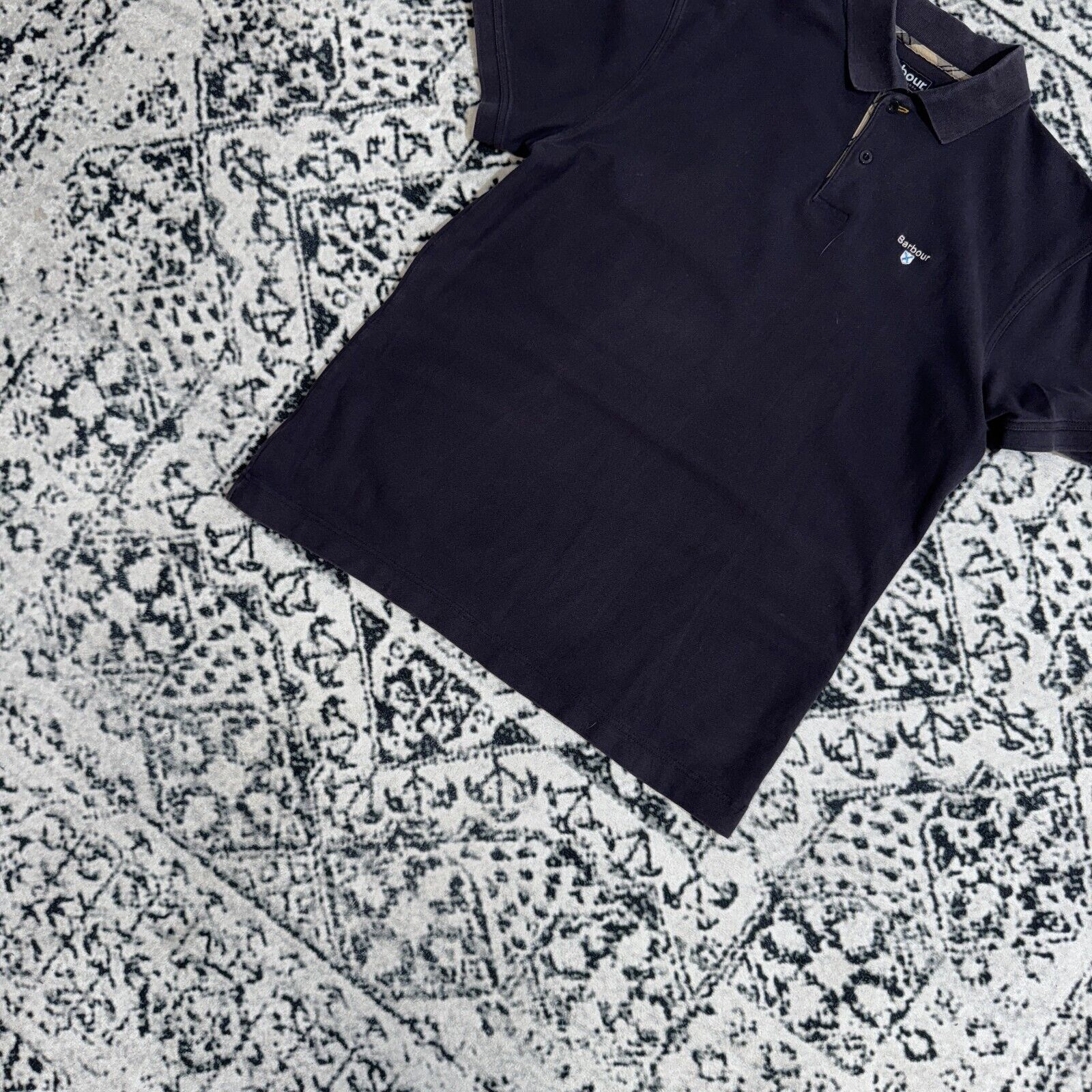 Barbour × Vintage Vintage Barbour Unisex Navy Cotton Polo Shirt Size L Y2K 90s Size US L / EU 52-54 / 3 - 2 Thumbnail
