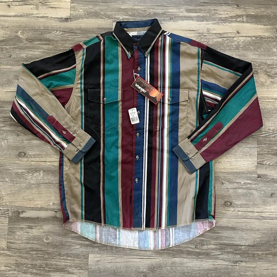 Wrangler Vintage Wrangler Brushpopper Western Striped Shirt Size US XL / EU 56 / 4 - 1 Thumbnail