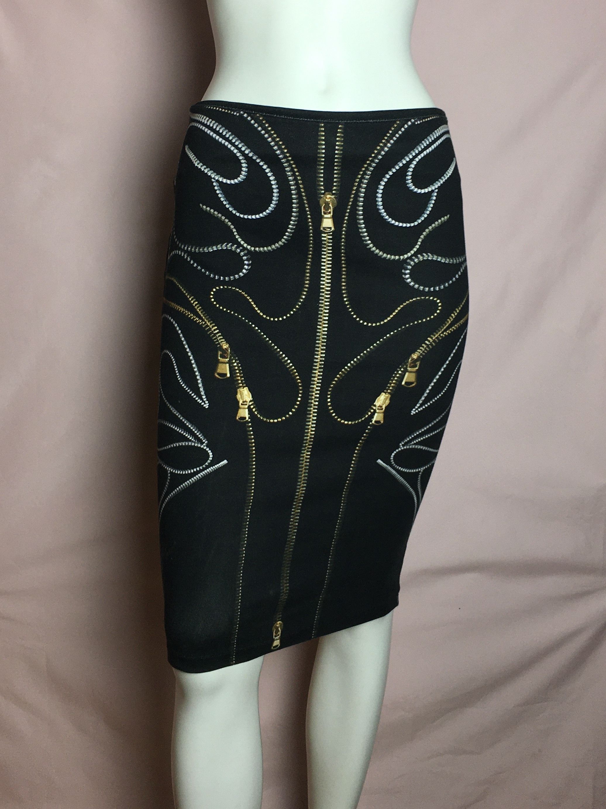 Alexander McQueen Alexander McQueen Vintage Zipper Print Stretch Skirt Size L Size 32" / US 10 / IT 46 - 1 Thumbnail