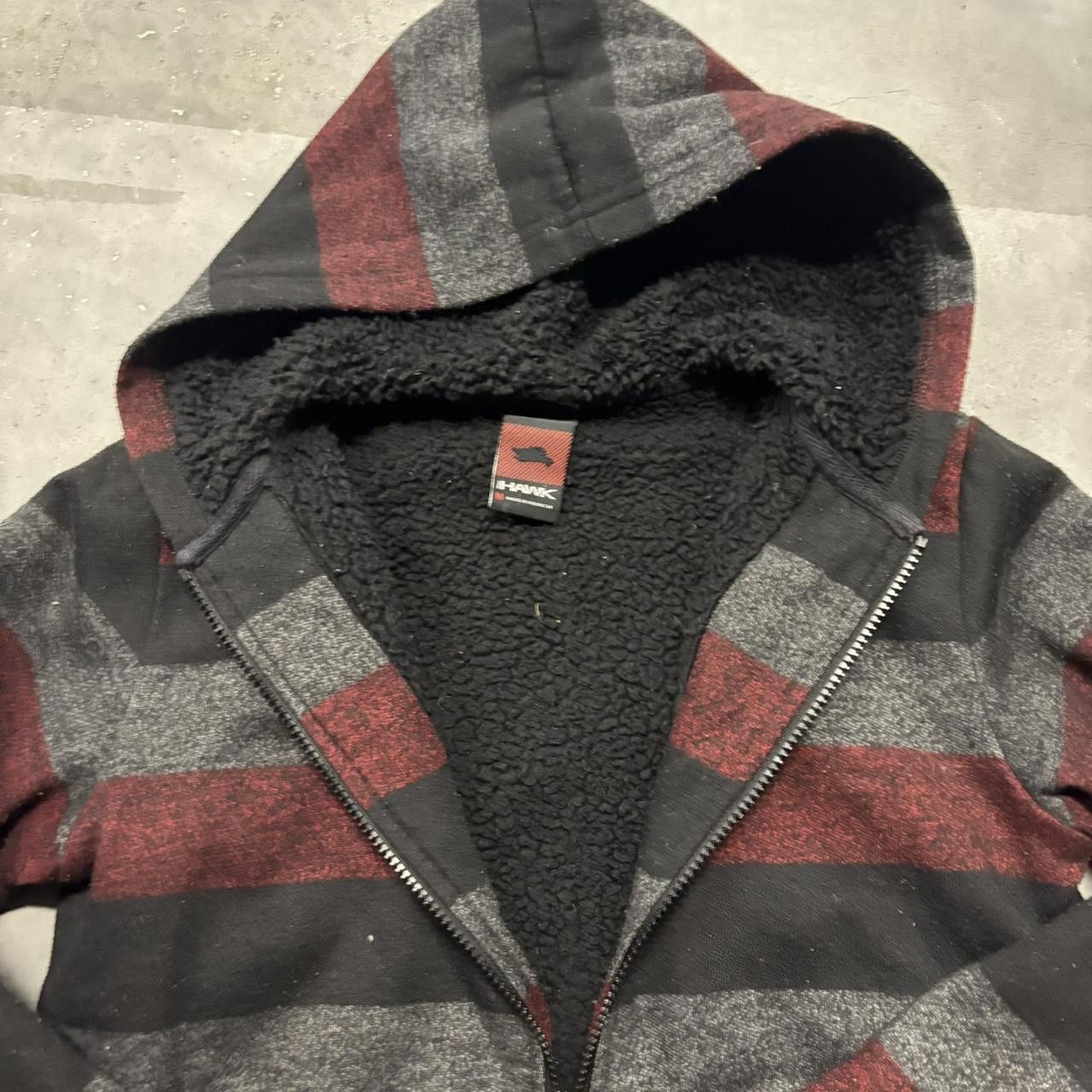 Japanese Brand × Vintage Crazy Vintage Y2K/2000s Grunge Striped Emo Skater Sherpa Lined Zip Up Hoodie! Size S / US 4 / IT 40 - 6 Thumbnail