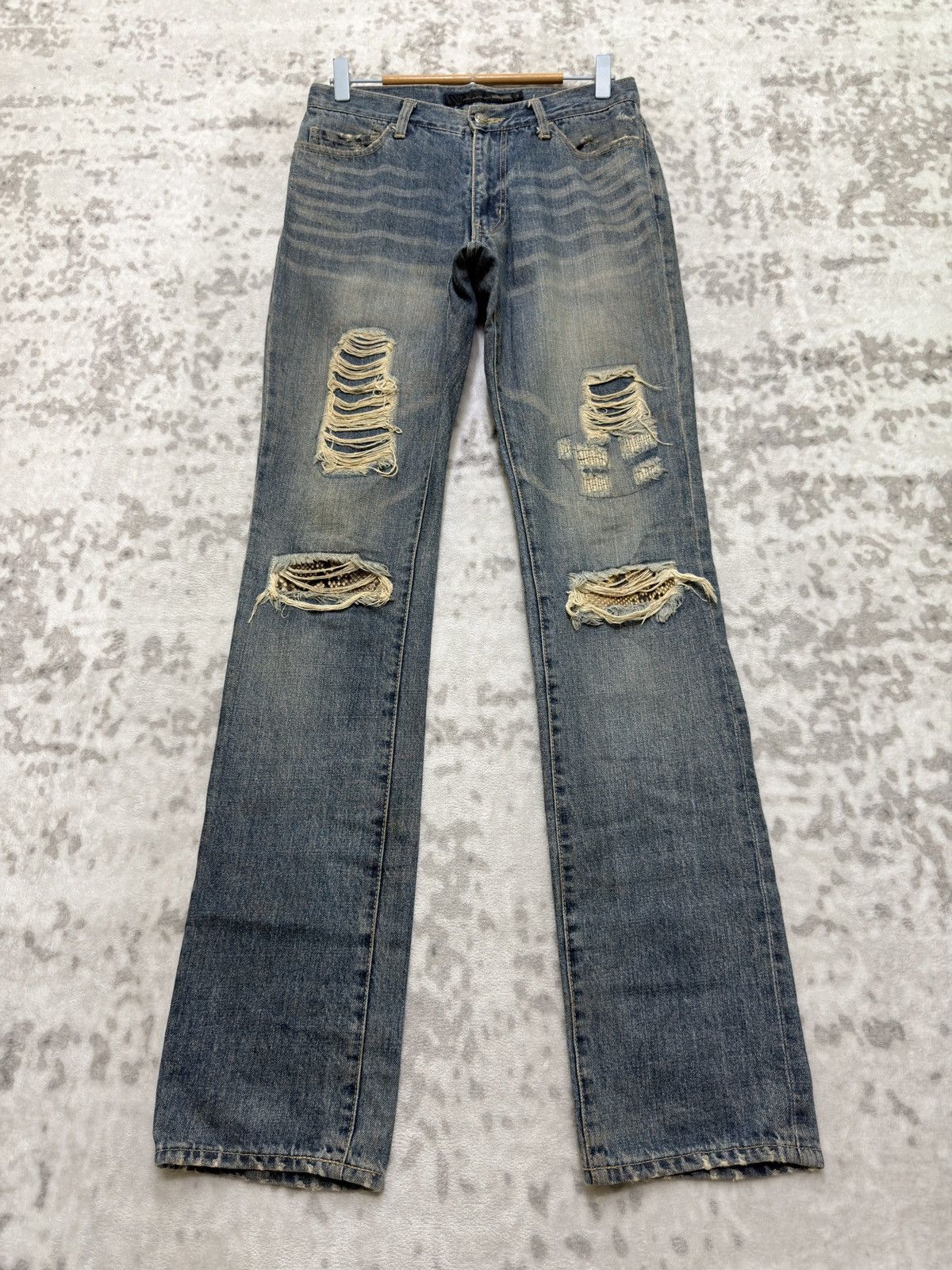 Schlussel Schlussel Distressed Snake Patch Y2K Grunge Denim Jeans Size US 29 - 1 Thumbnail