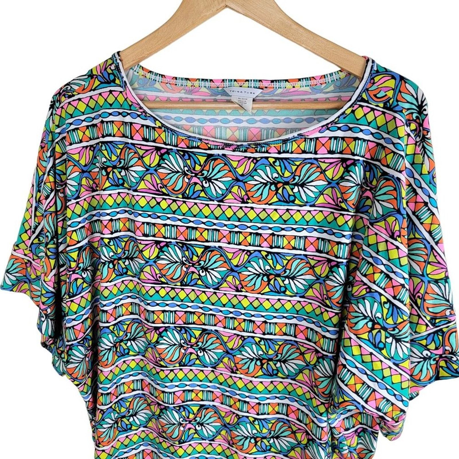 Trina Turk Trina Turk Bora Bora Striped Floral Tunic Cover Up Dress Size ONE SIZE - 5 Thumbnail