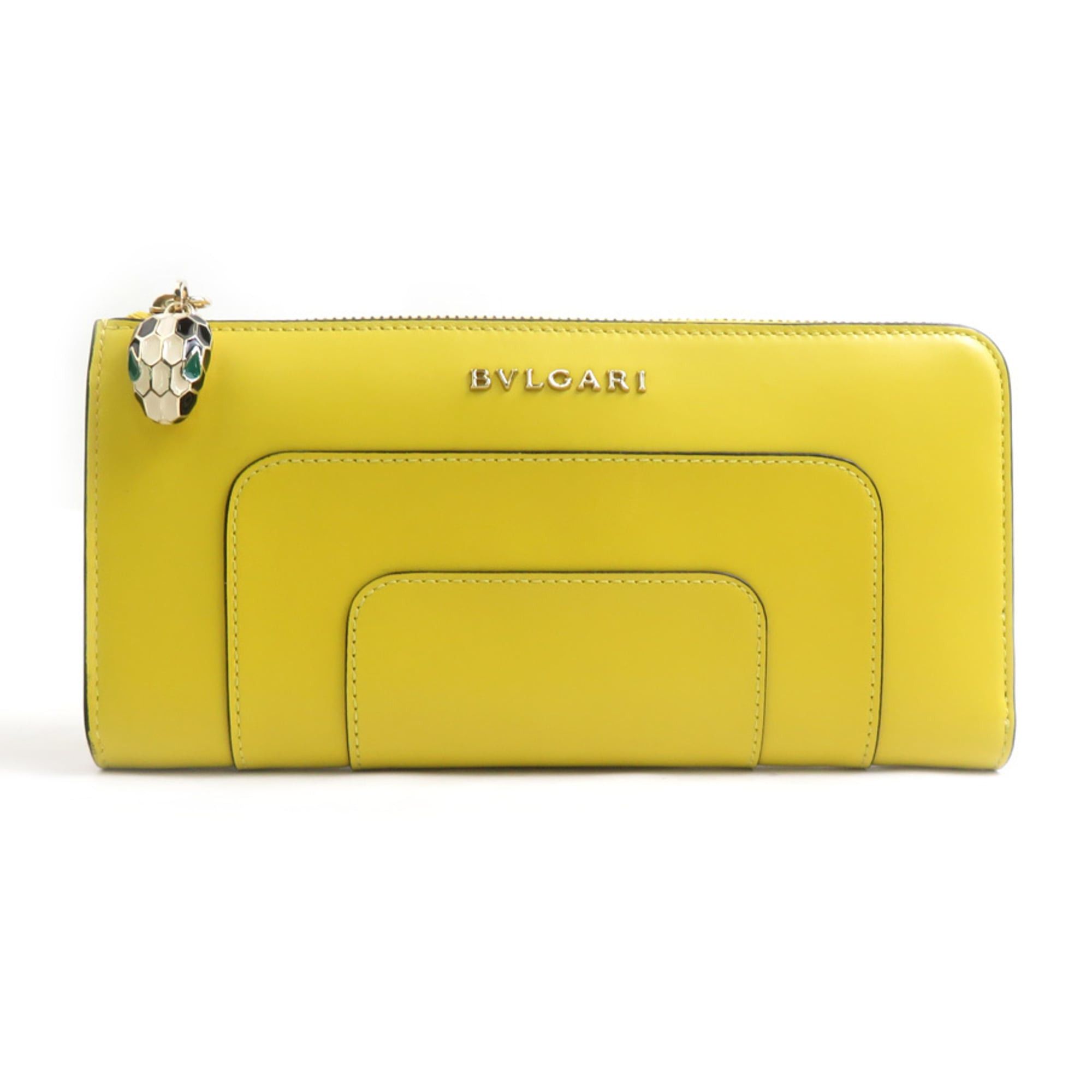 Bvlgari Bvlgari Serpenti Forever L-shaped zipper wallet in yellow and pink leather. Free shipping. Item number 56579a. Size ONE SIZE - 1 Thumbnail
