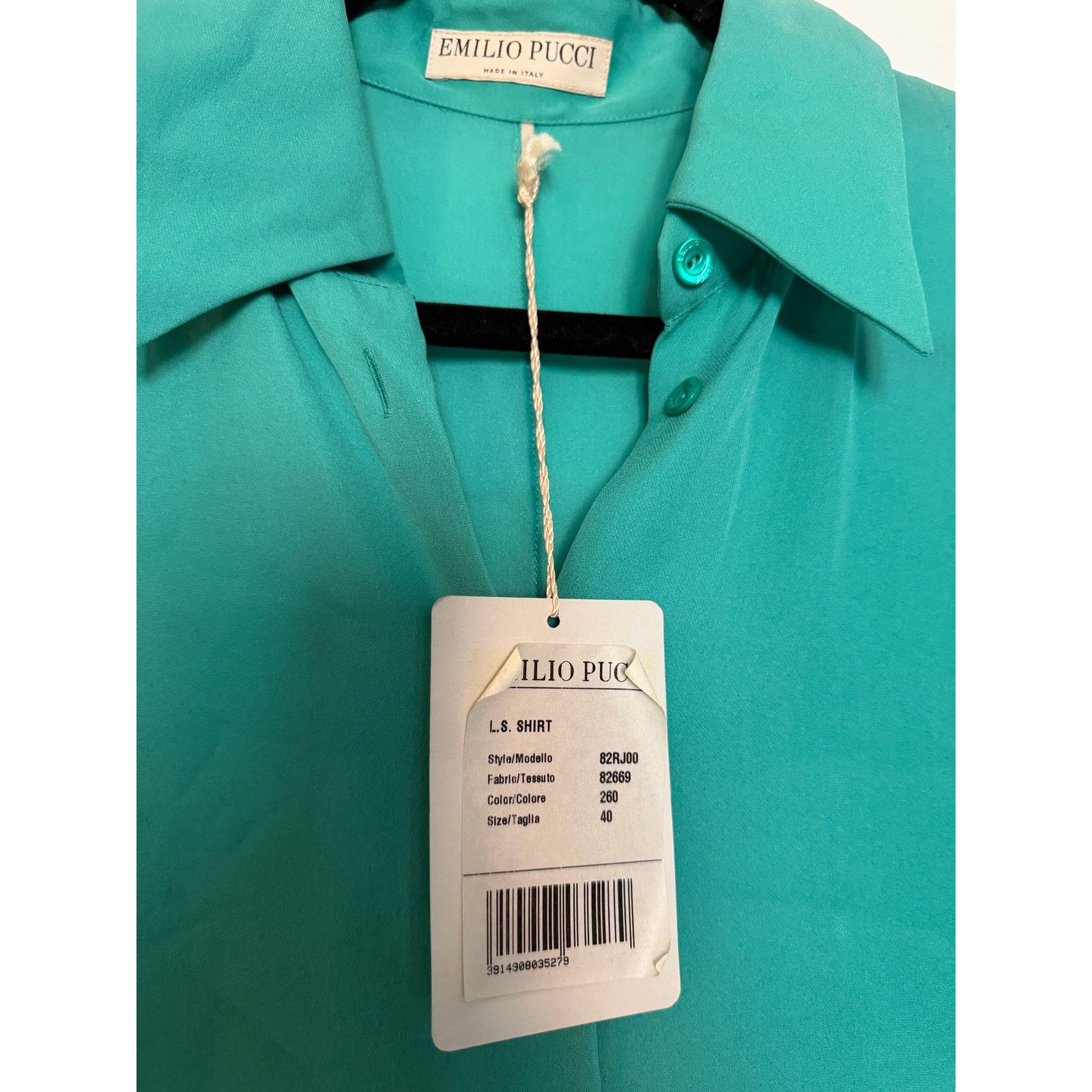 Emilio Pucci Emilio Pucci NWT Teal Silk Shirt Size M / US 6-8 / IT 42-44 - 5 Thumbnail